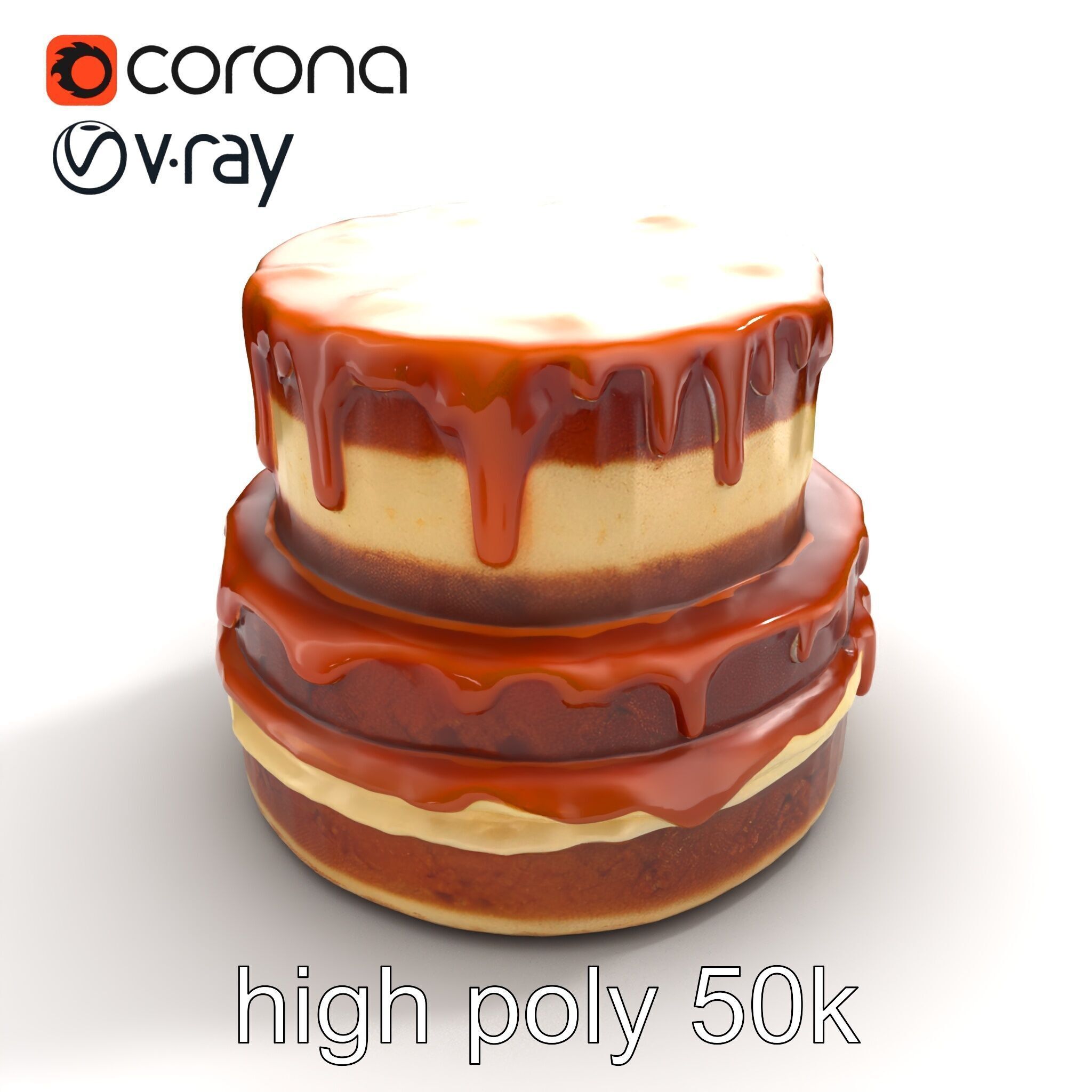 TwoTier Caramel Cake D Model Pack Low-poly 3D model_13
