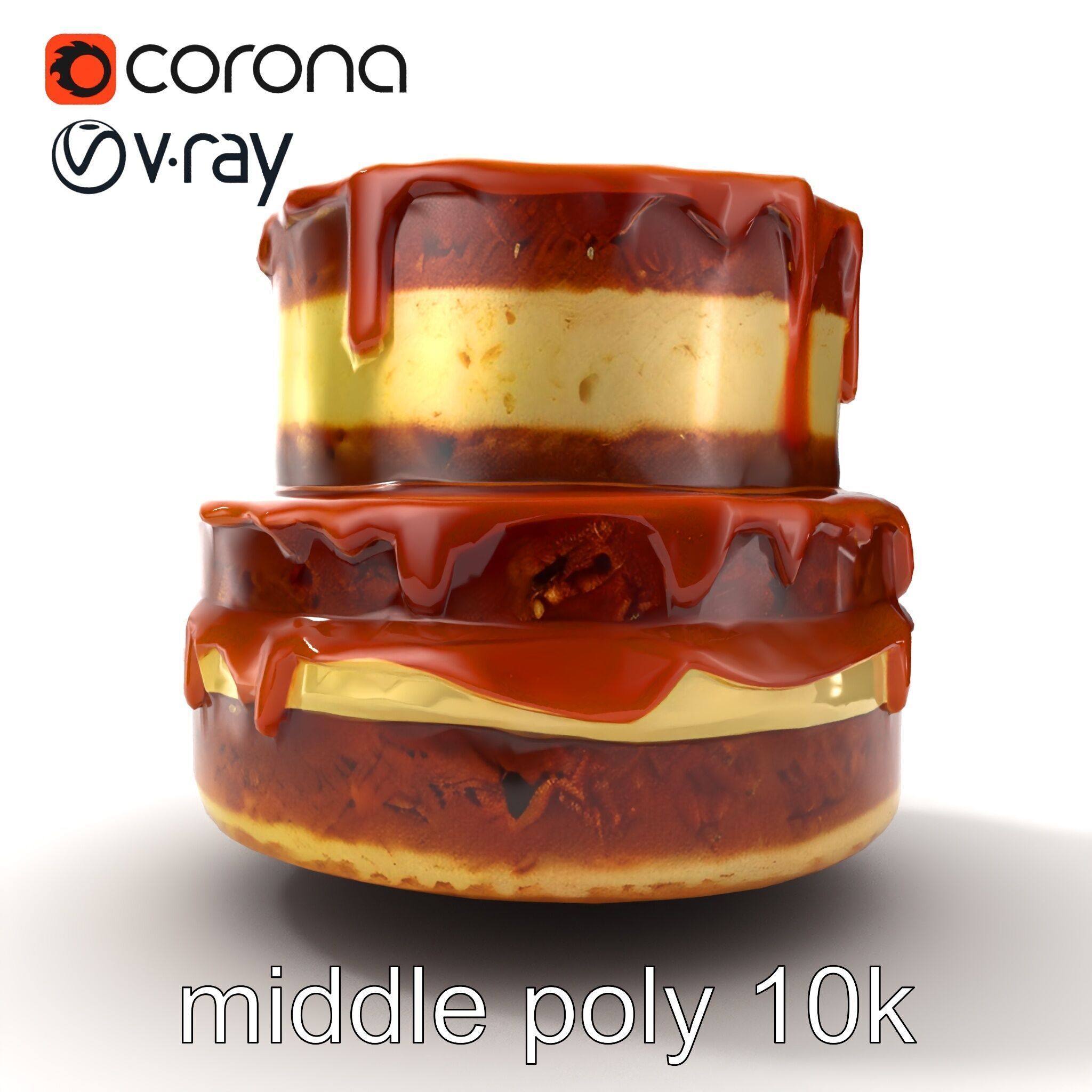 TwoTier Caramel Cake D Model Pack Low-poly 3D model_22
