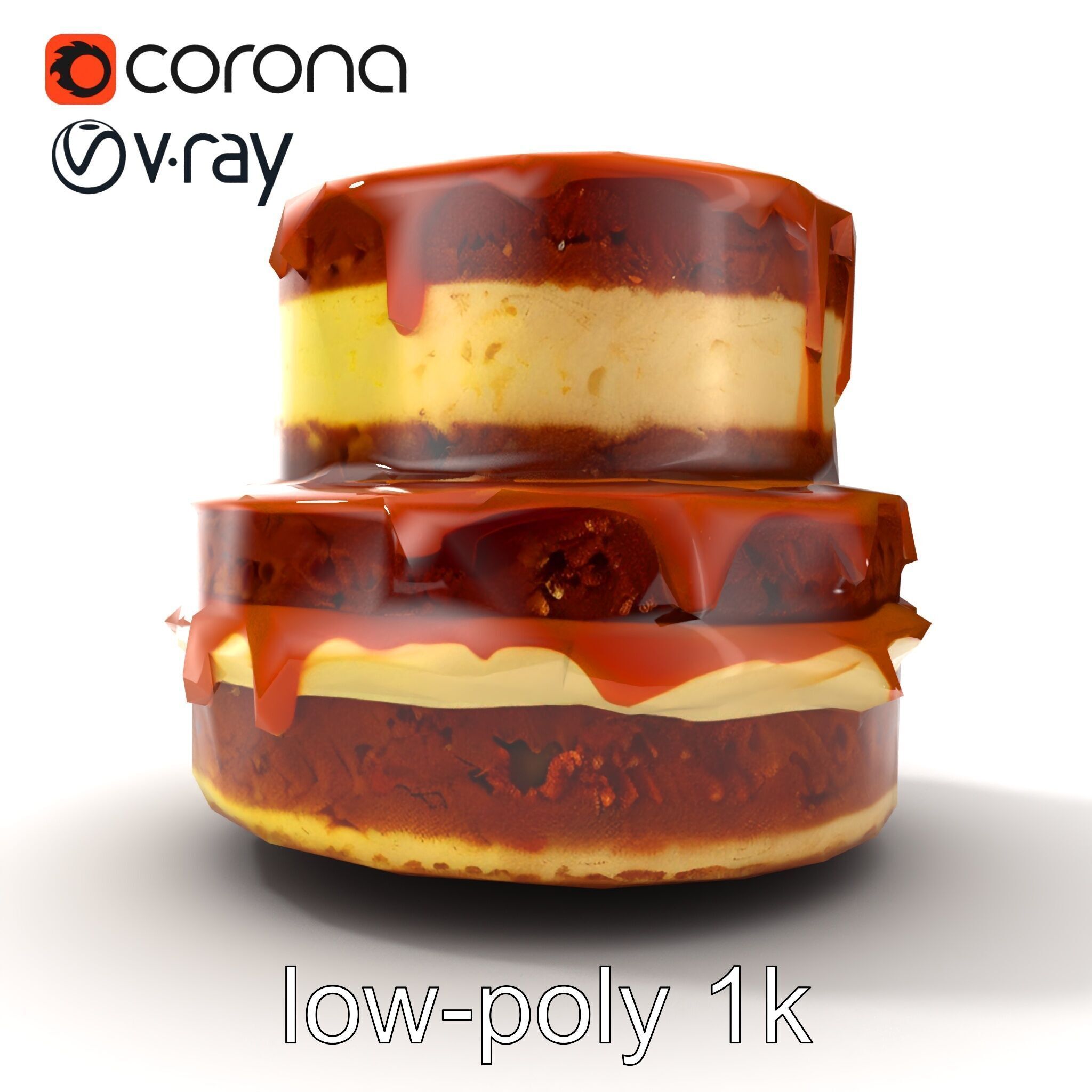 TwoTier Caramel Cake D Model Pack Low-poly 3D model_14
