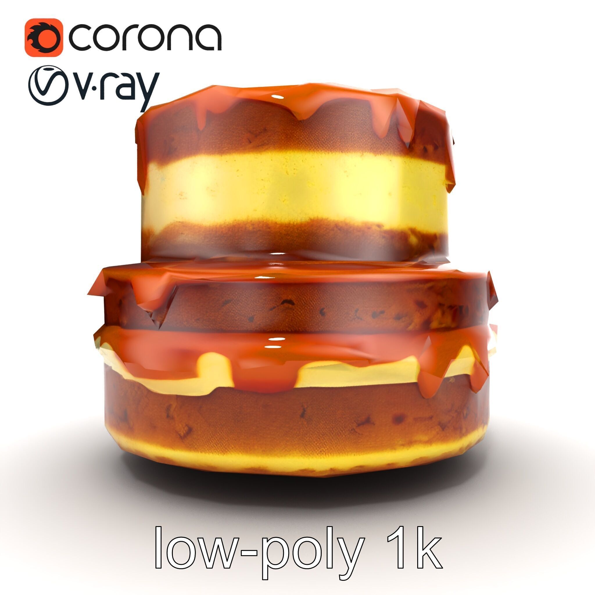 TwoTier Caramel Cake D Model Pack Low-poly 3D model_12