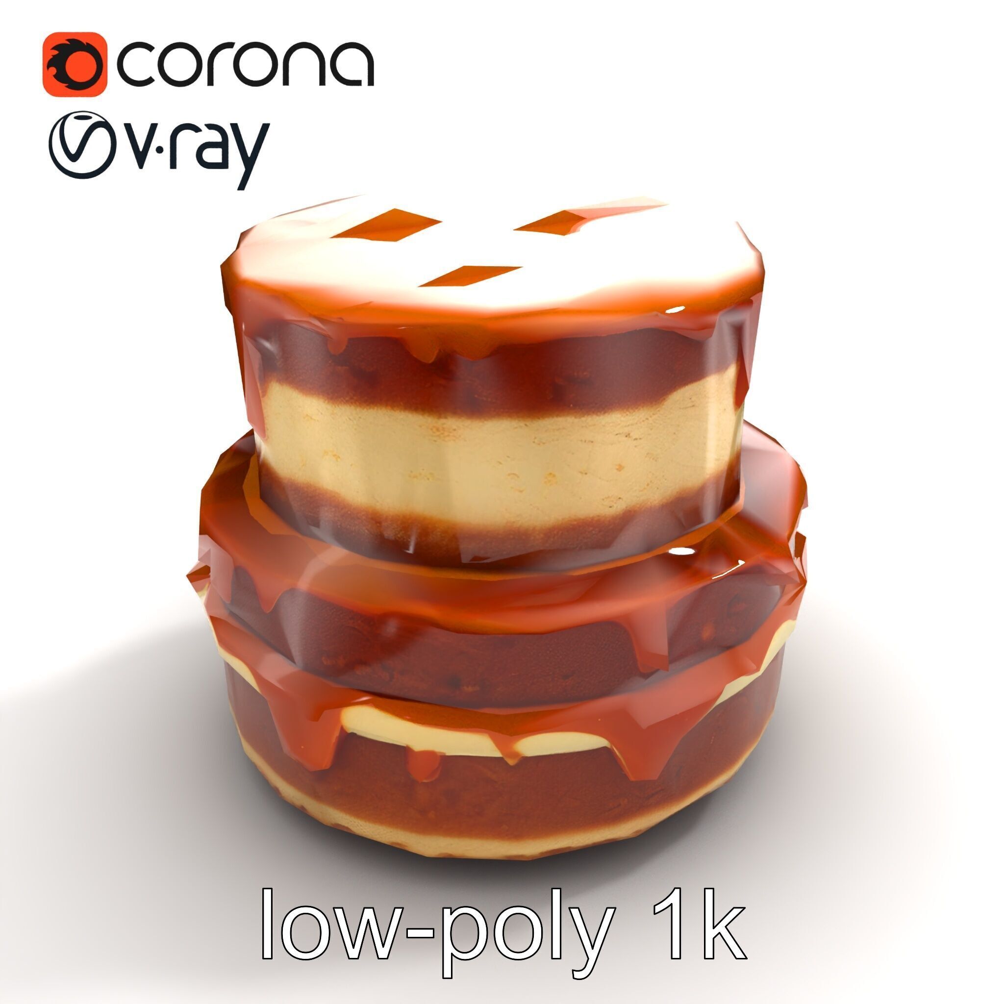 TwoTier Caramel Cake D Model Pack Low-poly 3D model_9