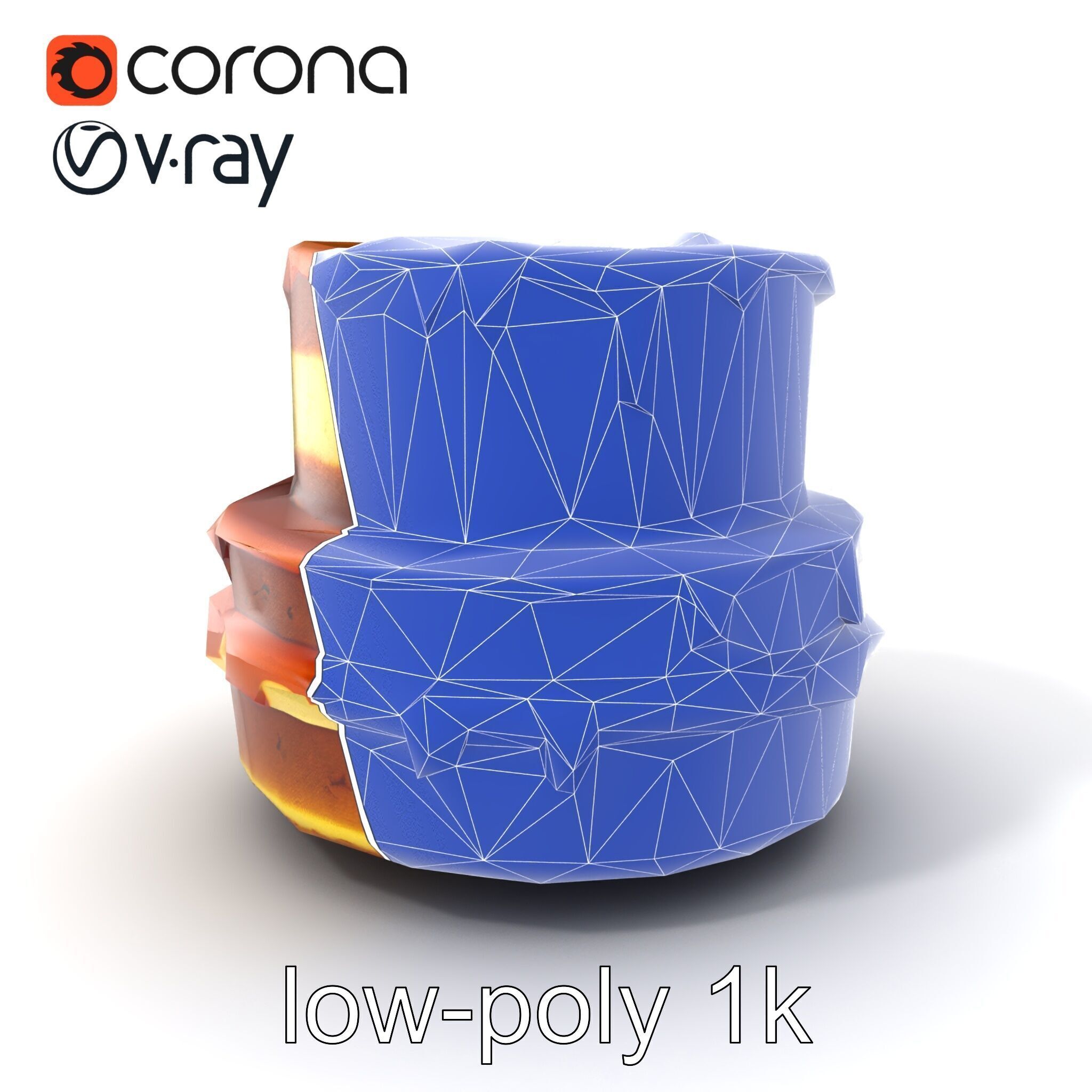 TwoTier Caramel Cake D Model Pack Low-poly 3D model_7