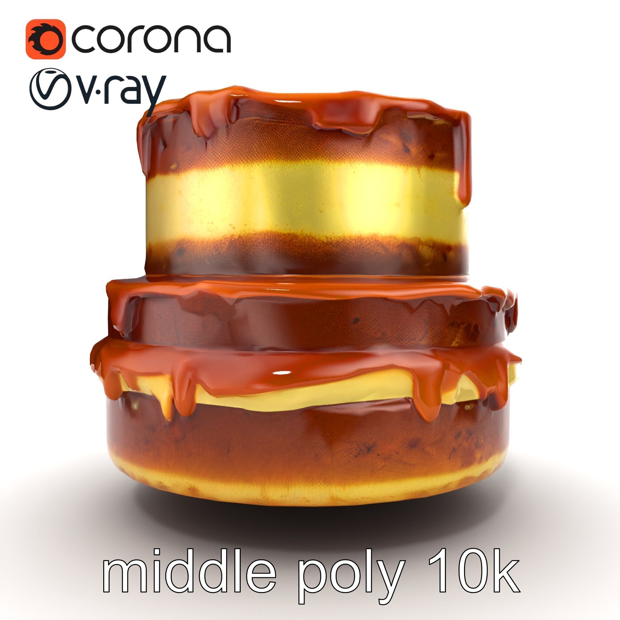 TwoTier Caramel Cake D Model Pack Low-poly 3D model_24