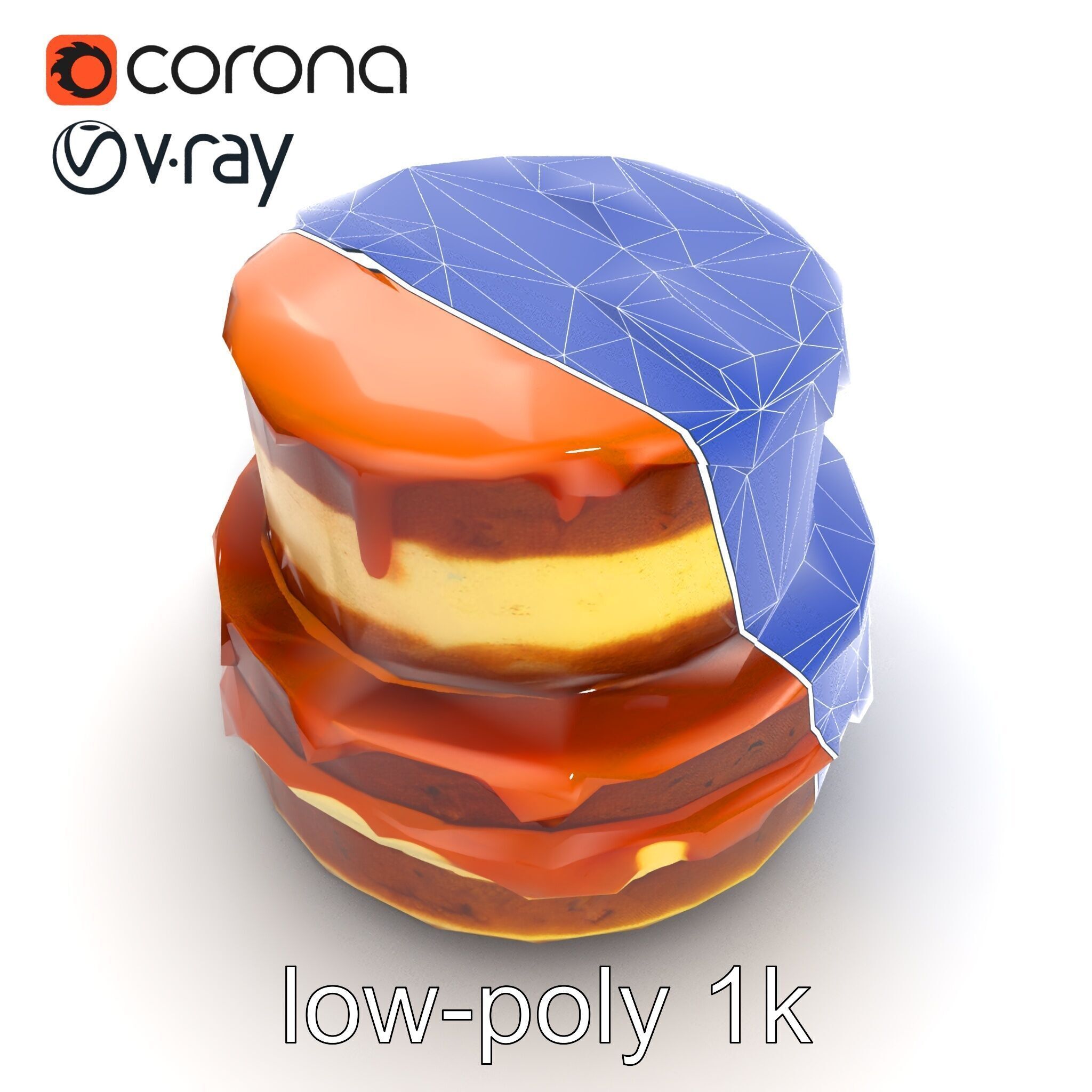 TwoTier Caramel Cake D Model Pack Low-poly 3D model_23