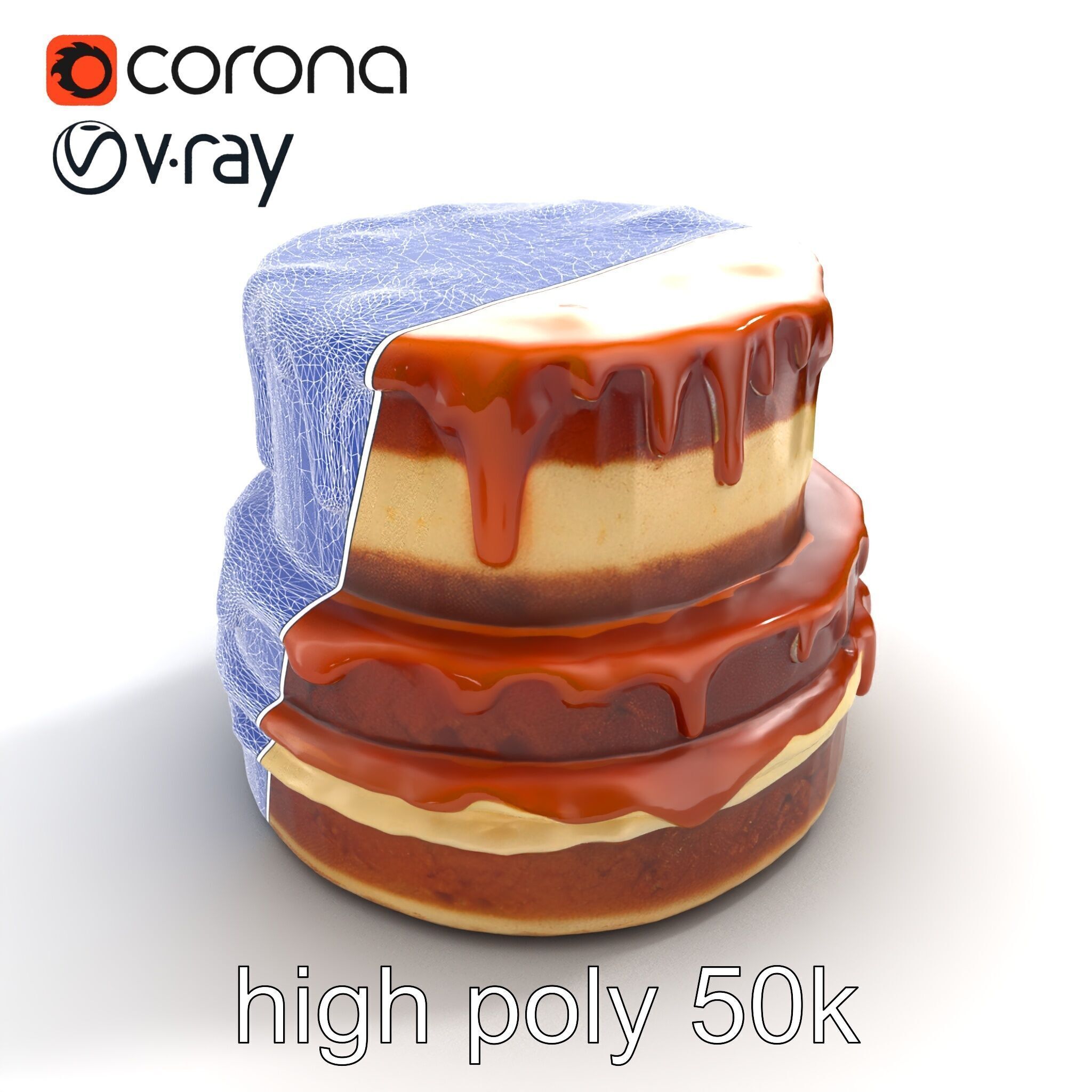 TwoTier Caramel Cake D Model Pack Low-poly 3D model_17
