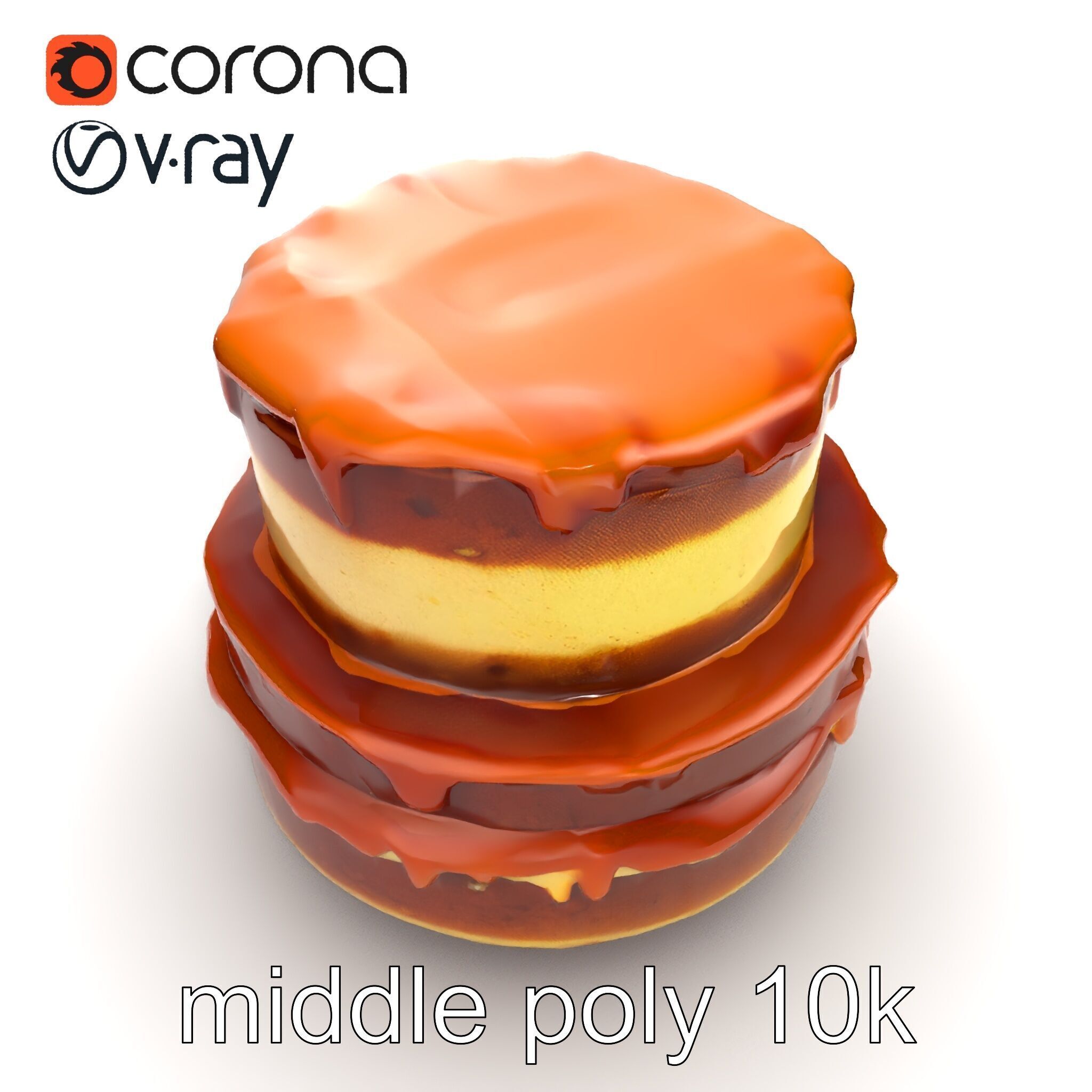 TwoTier Caramel Cake D Model Pack Low-poly 3D model_16