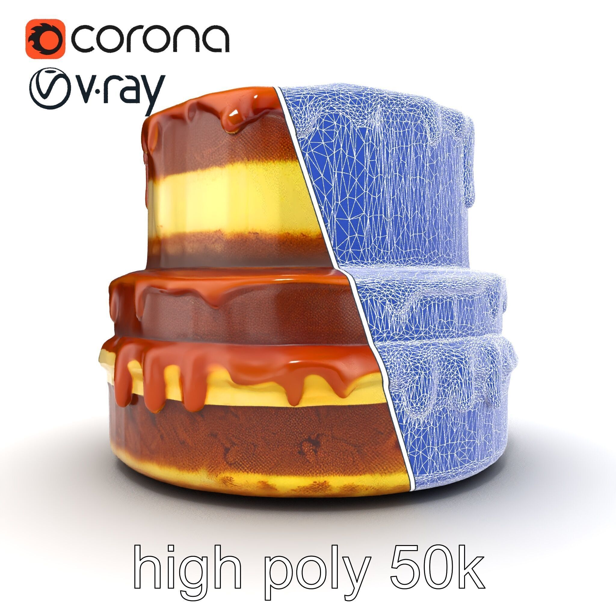 TwoTier Caramel Cake D Model Pack Low-poly 3D model_32