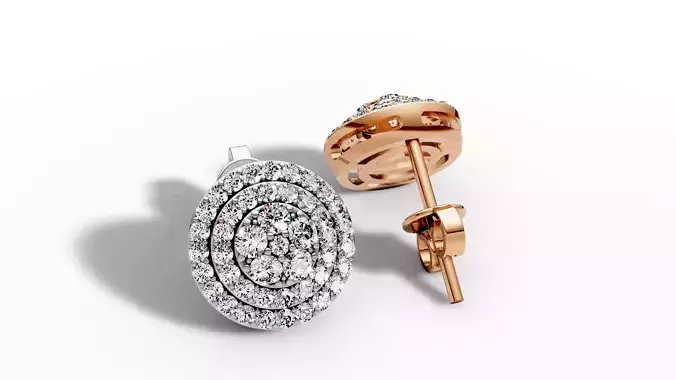 Round Diamond Earring 3d model printable 3D print model