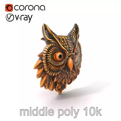 Owl Head Door Knocker Bronze Details model pack