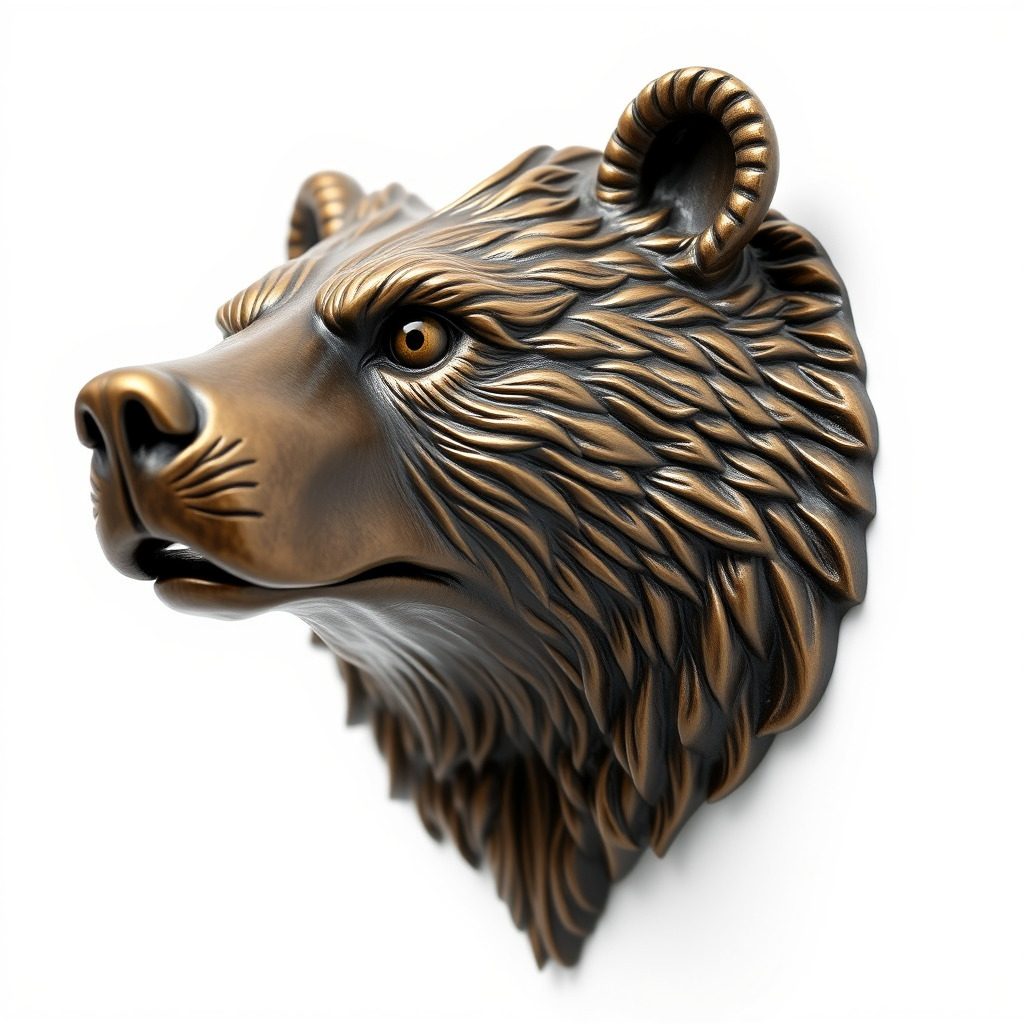 Enigmatic Bear Head Door Knocker Bronze model pack Low-poly 3D model_4