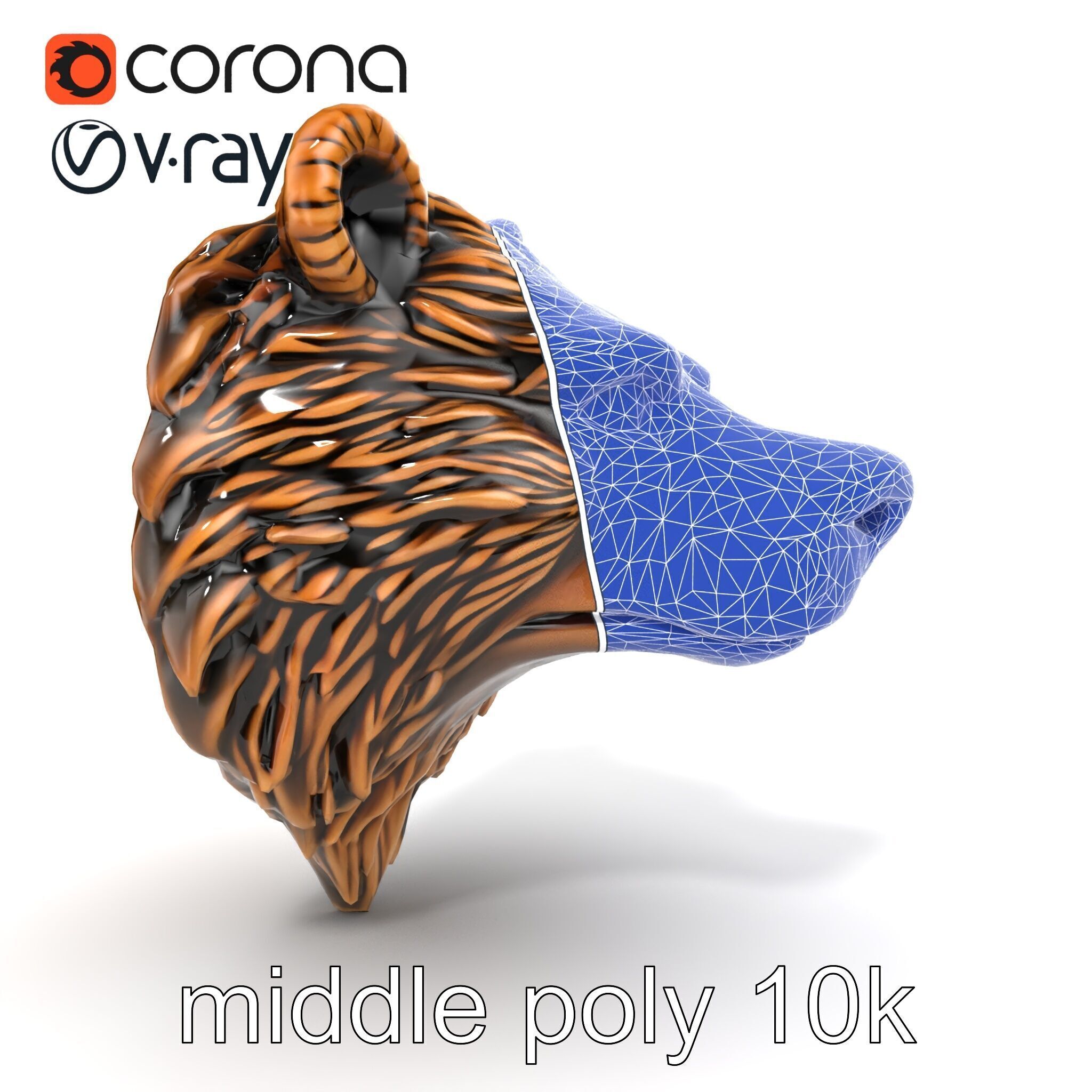 Enigmatic Bear Head Door Knocker Bronze model pack Low-poly 3D model_28