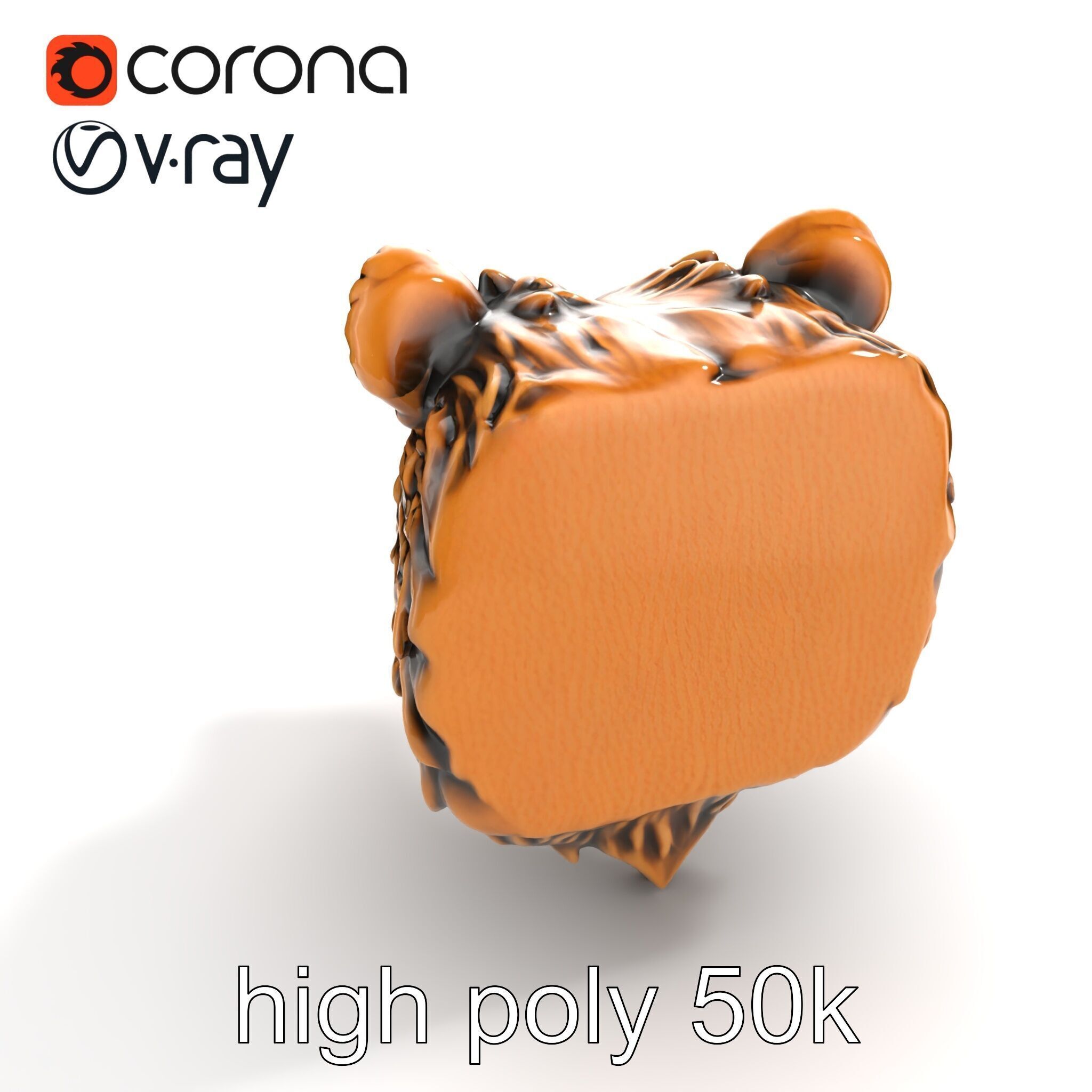 Enigmatic Bear Head Door Knocker Bronze model pack Low-poly 3D model_23