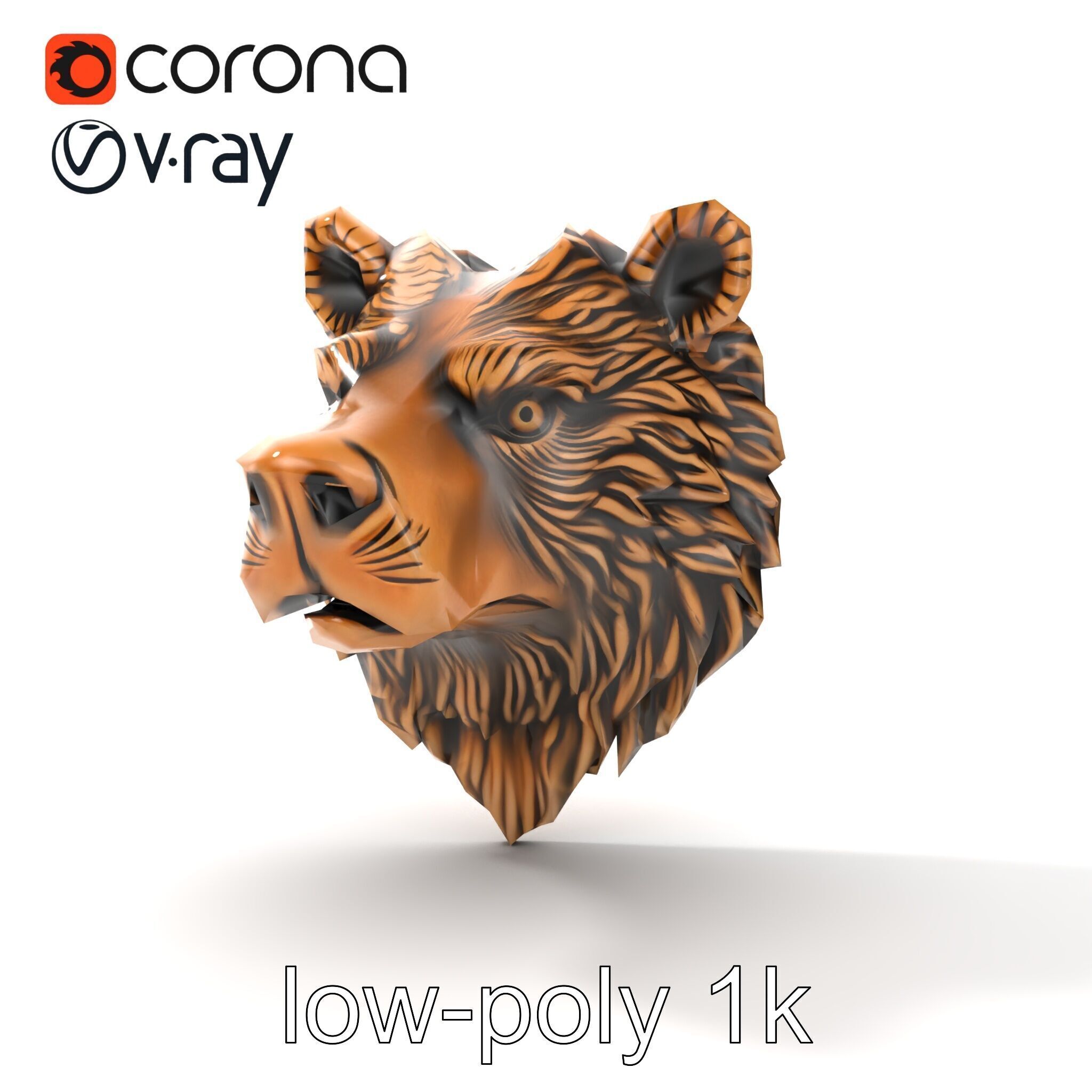 Enigmatic Bear Head Door Knocker Bronze model pack Low-poly 3D model_27