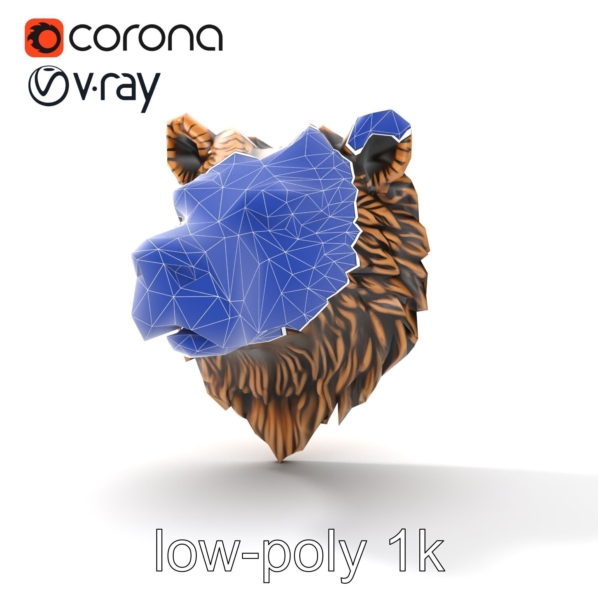 Enigmatic Bear Head Door Knocker Bronze model pack Low-poly 3D model_32