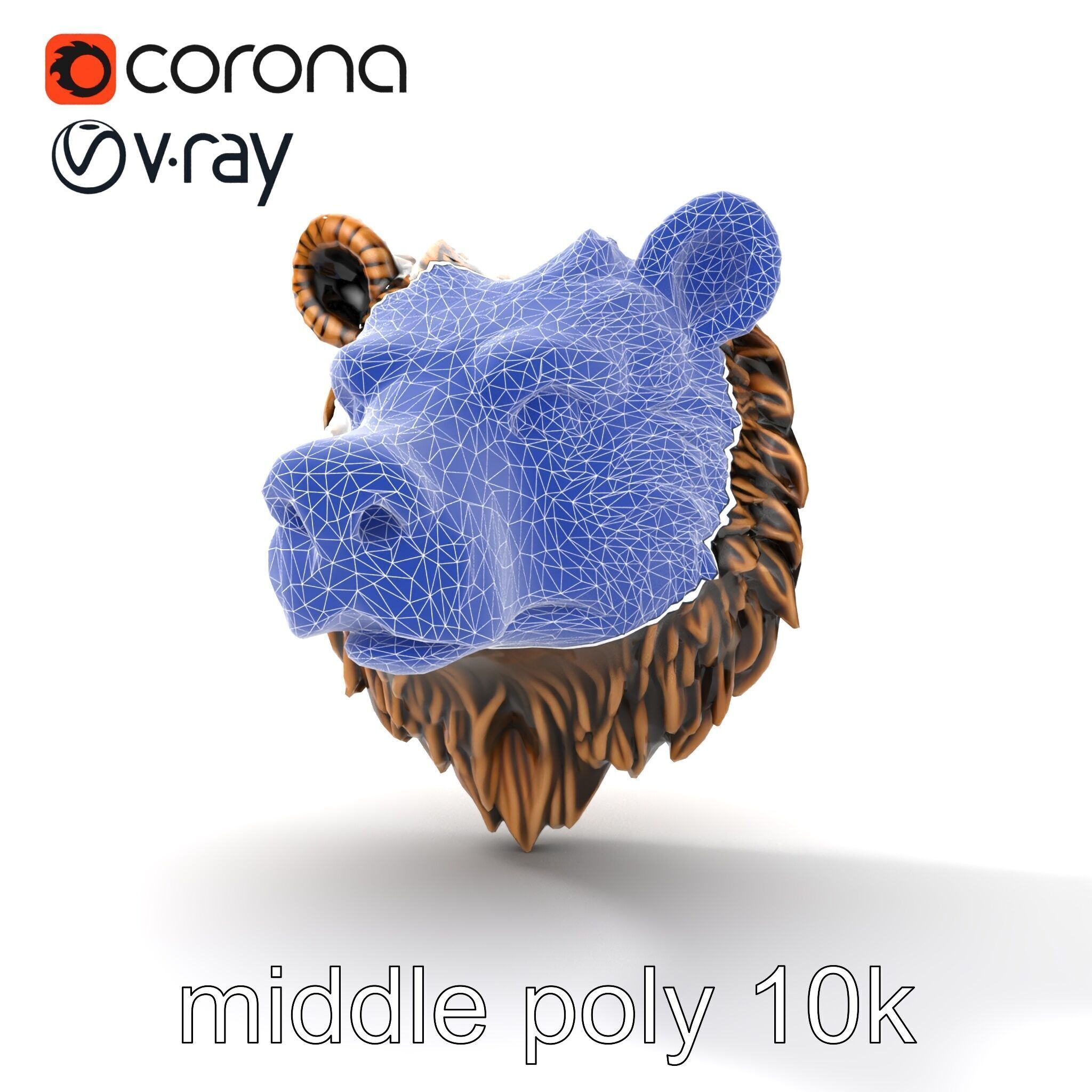 Enigmatic Bear Head Door Knocker Bronze model pack Low-poly 3D model_17