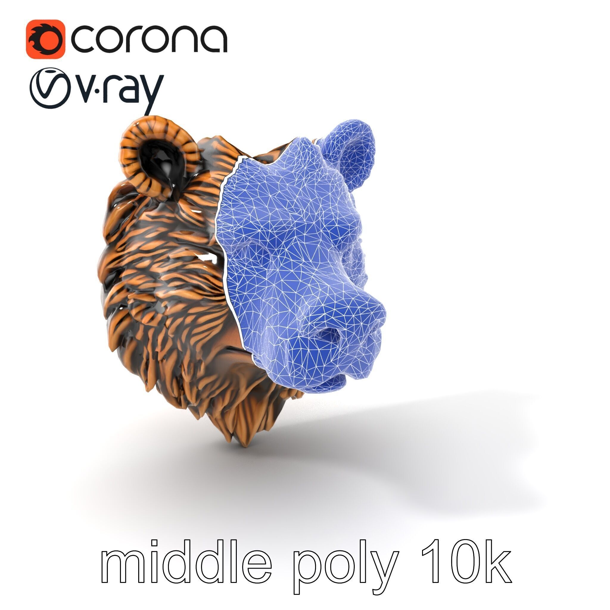 Enigmatic Bear Head Door Knocker Bronze model pack Low-poly 3D model_6