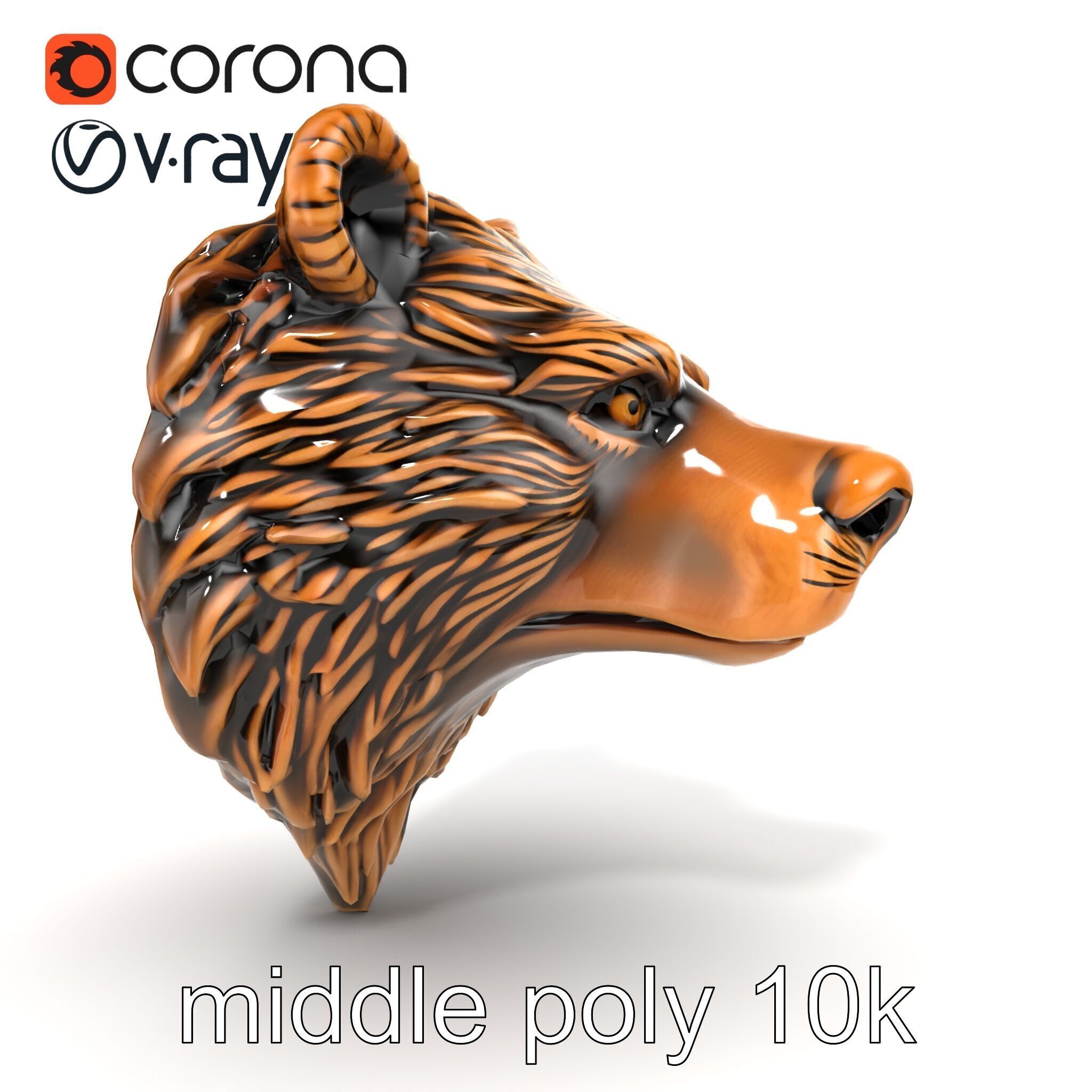 Enigmatic Bear Head Door Knocker Bronze model pack Low-poly 3D model_19