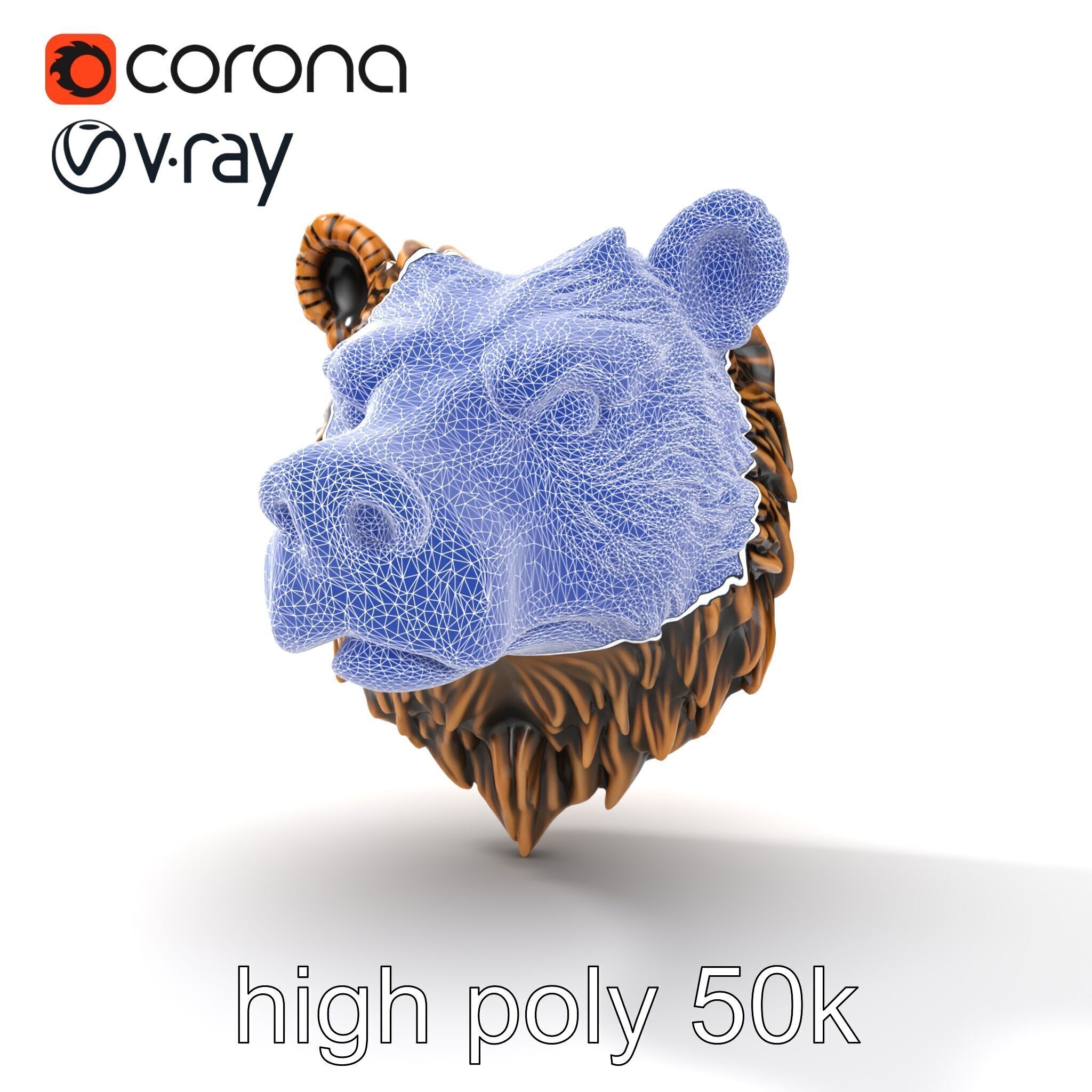 Enigmatic Bear Head Door Knocker Bronze model pack Low-poly 3D model_15