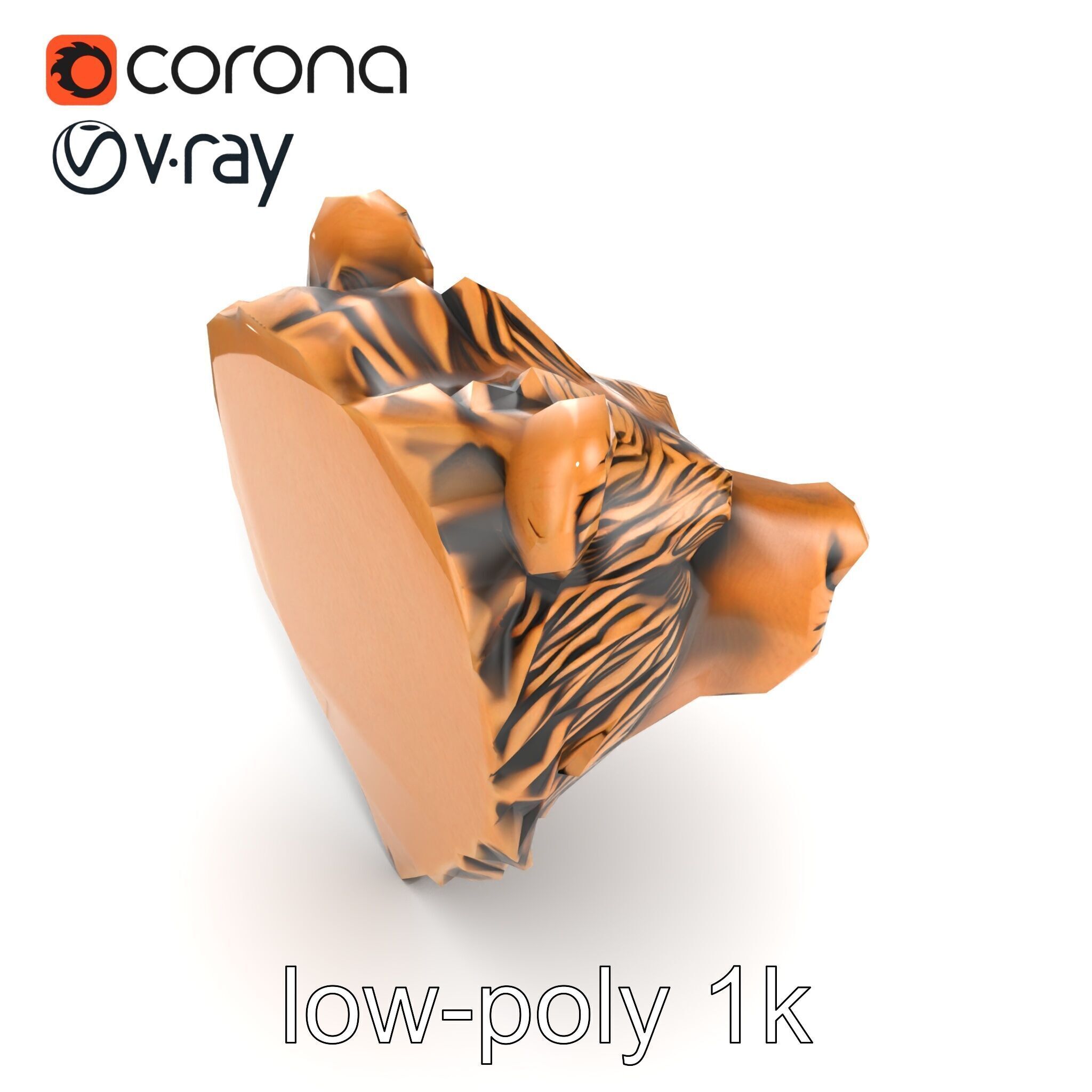 Enigmatic Bear Head Door Knocker Bronze model pack Low-poly 3D model_14