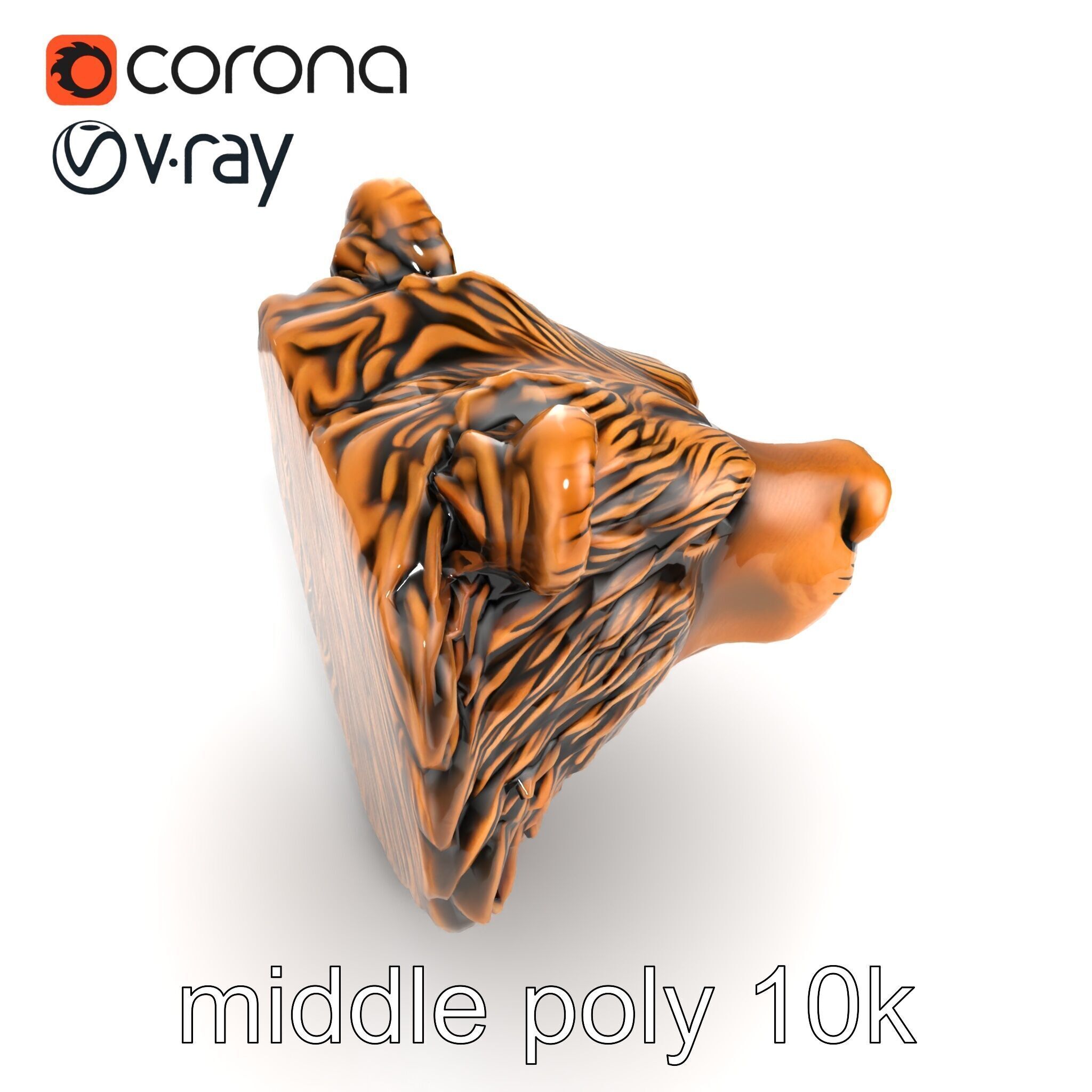 Enigmatic Bear Head Door Knocker Bronze model pack Low-poly 3D model_30