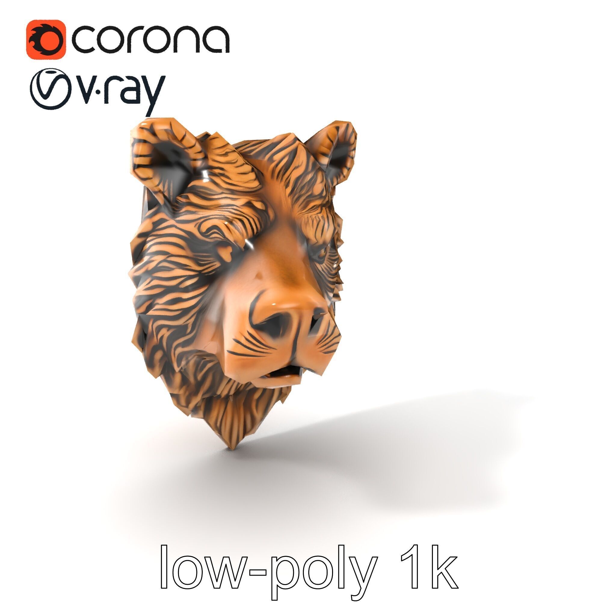 Enigmatic Bear Head Door Knocker Bronze model pack Low-poly 3D model_5