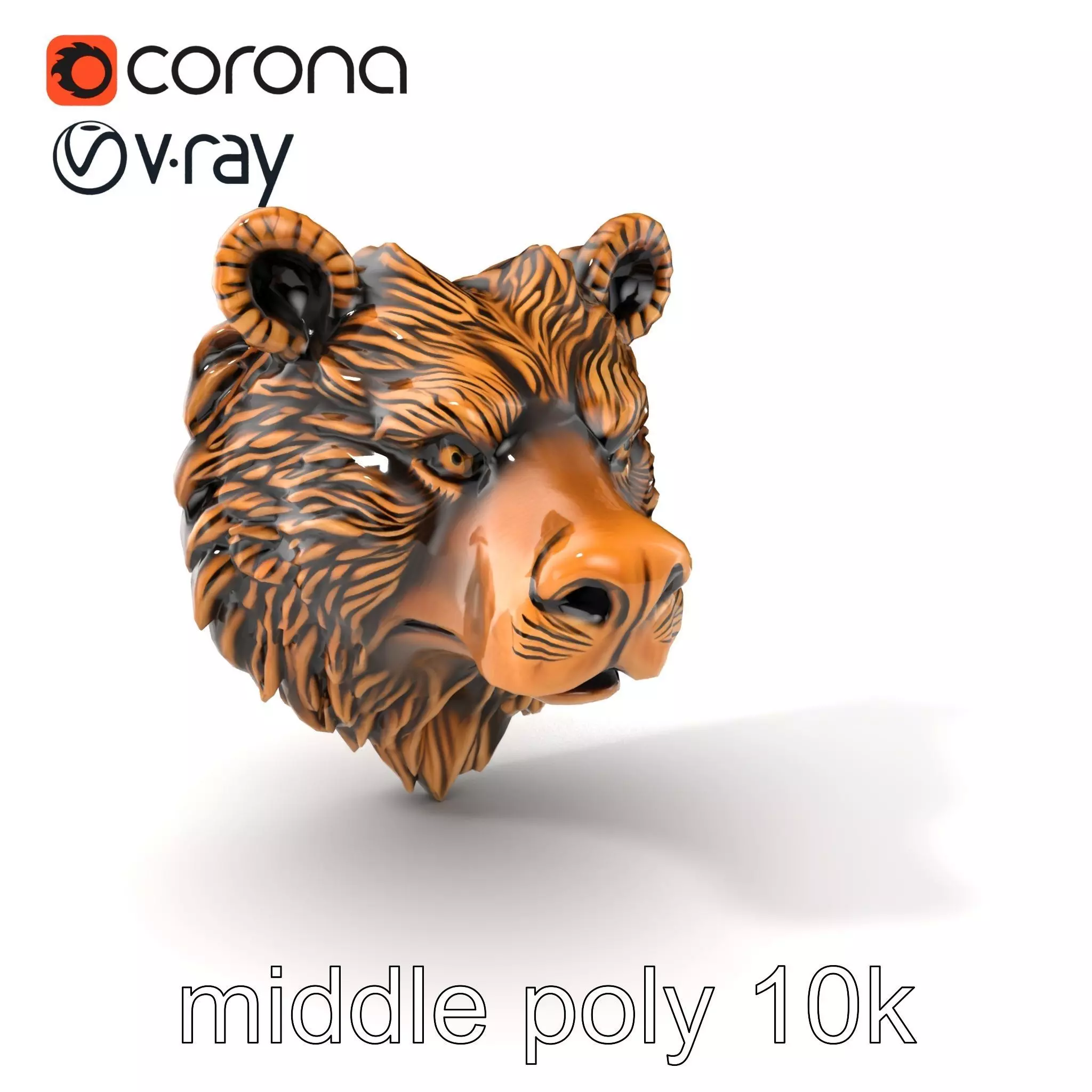 Enigmatic Bear Head Door Knocker Bronze model pack Low-poly 3D model_0