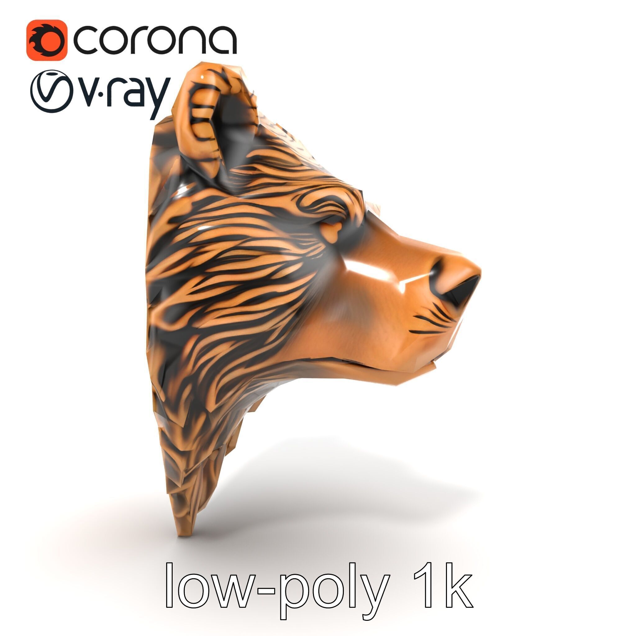 Enigmatic Bear Head Door Knocker Bronze model pack Low-poly 3D model_18
