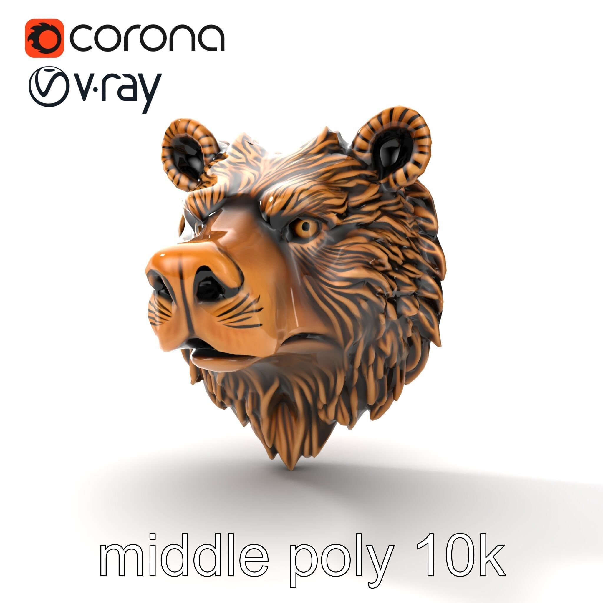 Enigmatic Bear Head Door Knocker Bronze model pack Low-poly 3D model_13