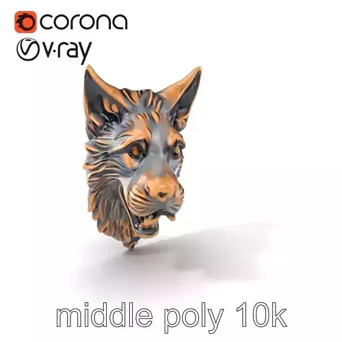 Wolf Head Bronze Door Knocker Sculpture model pack