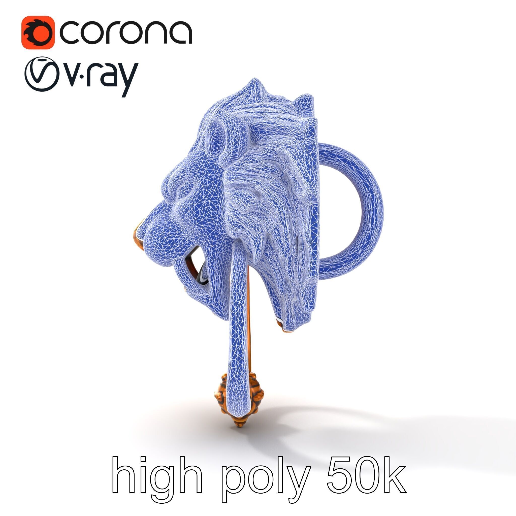 Malevolent Lion Head Door Knocker Bronze model pack Low-poly 3D model_31