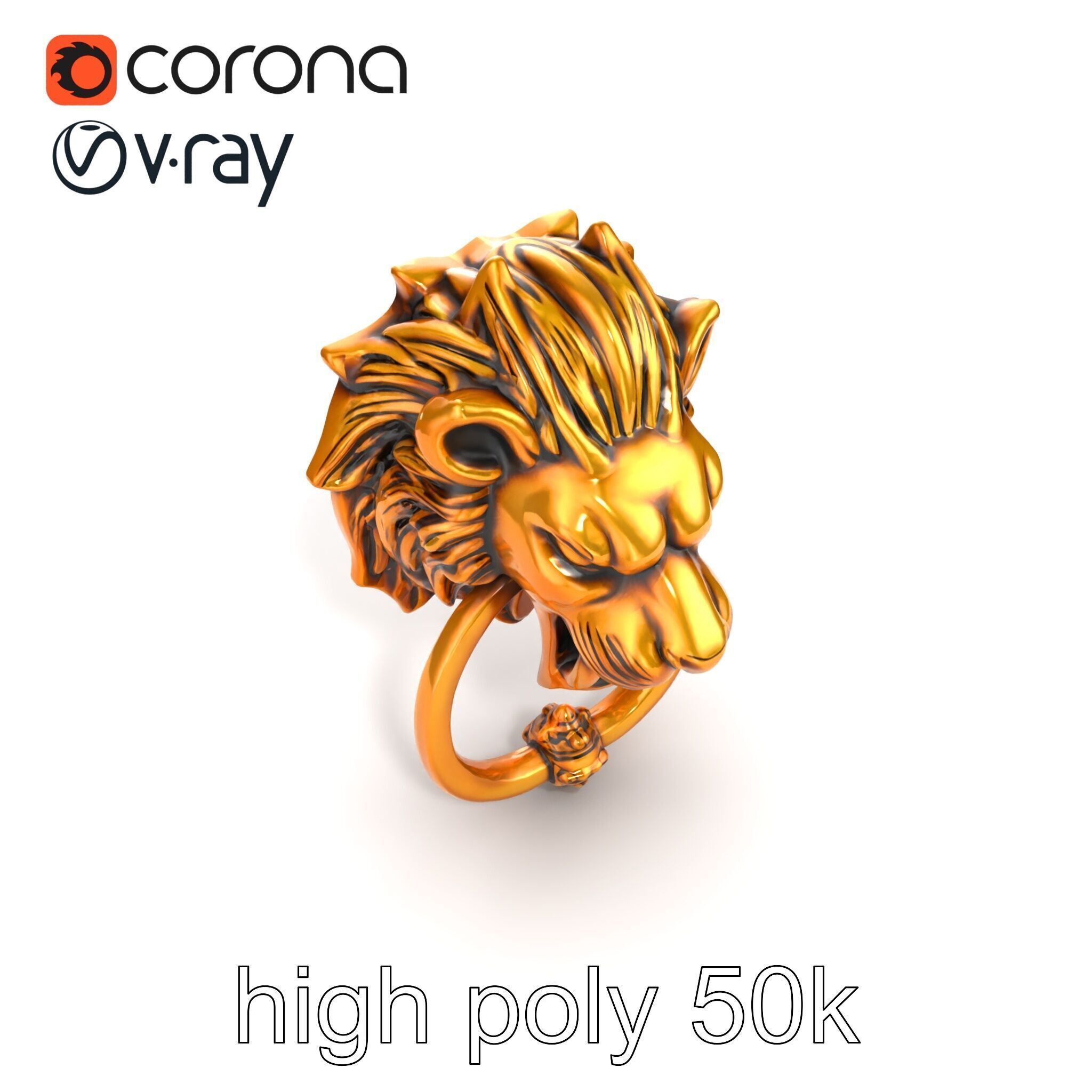 Malevolent Lion Head Door Knocker Bronze model pack Low-poly 3D model_24