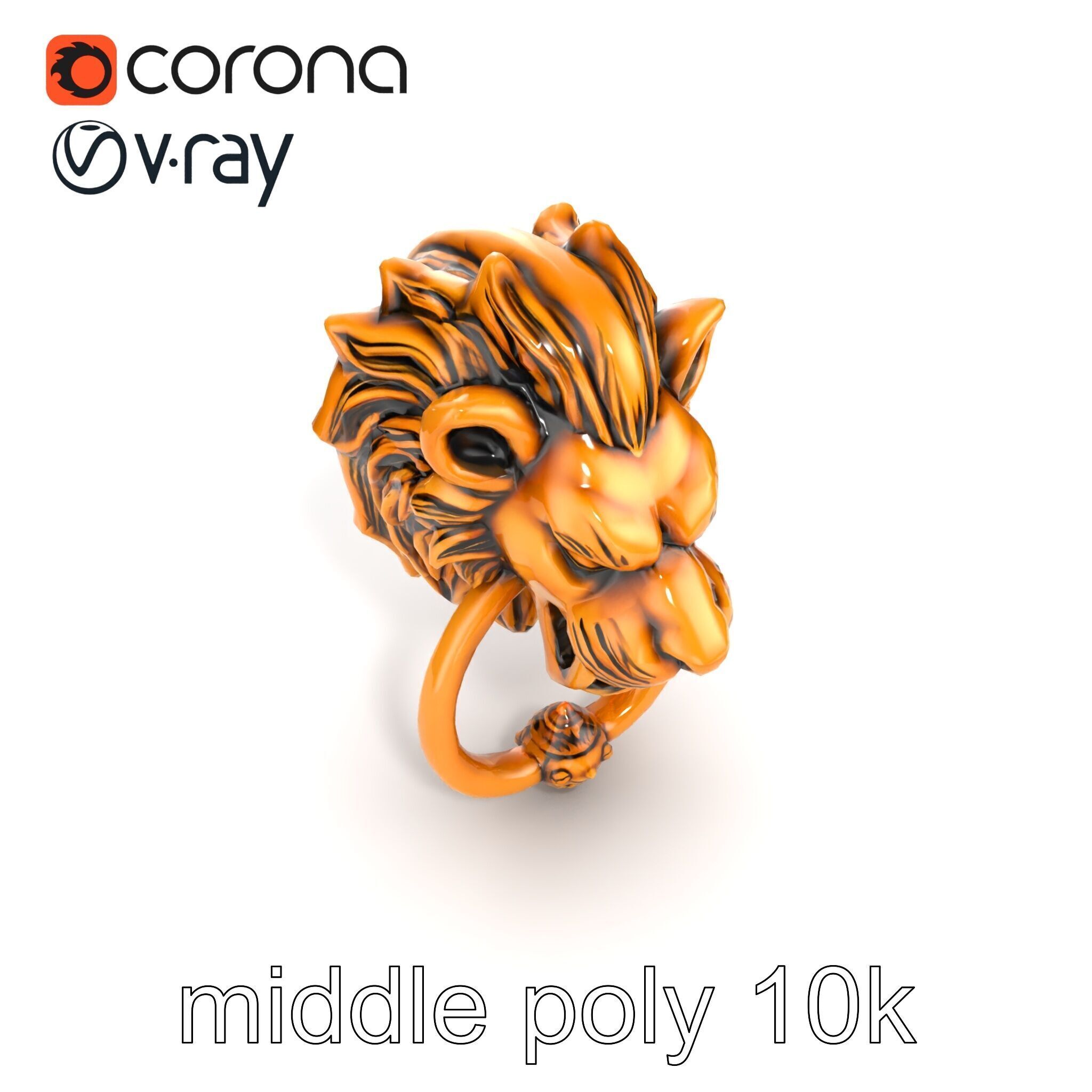 Malevolent Lion Head Door Knocker Bronze model pack Low-poly 3D model_15