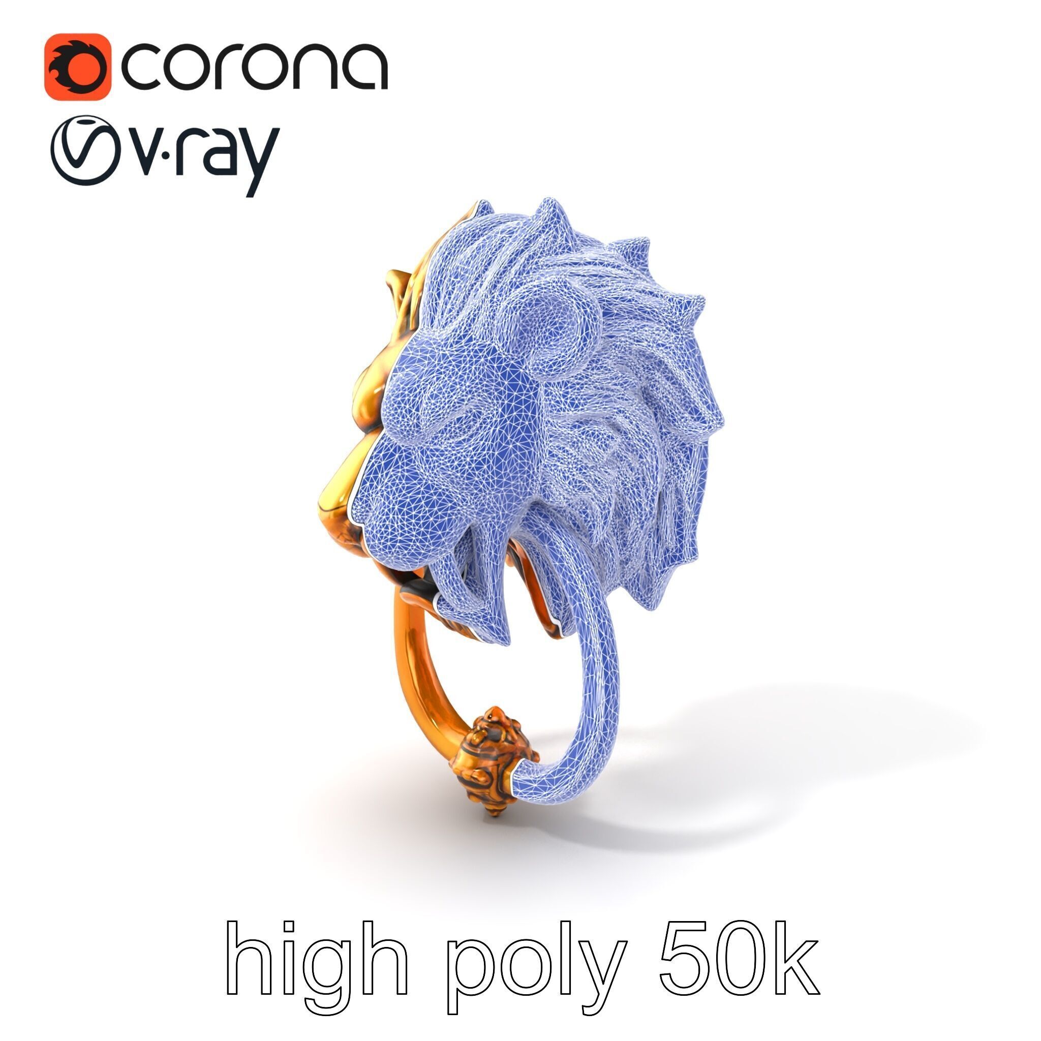 Malevolent Lion Head Door Knocker Bronze model pack Low-poly 3D model_10