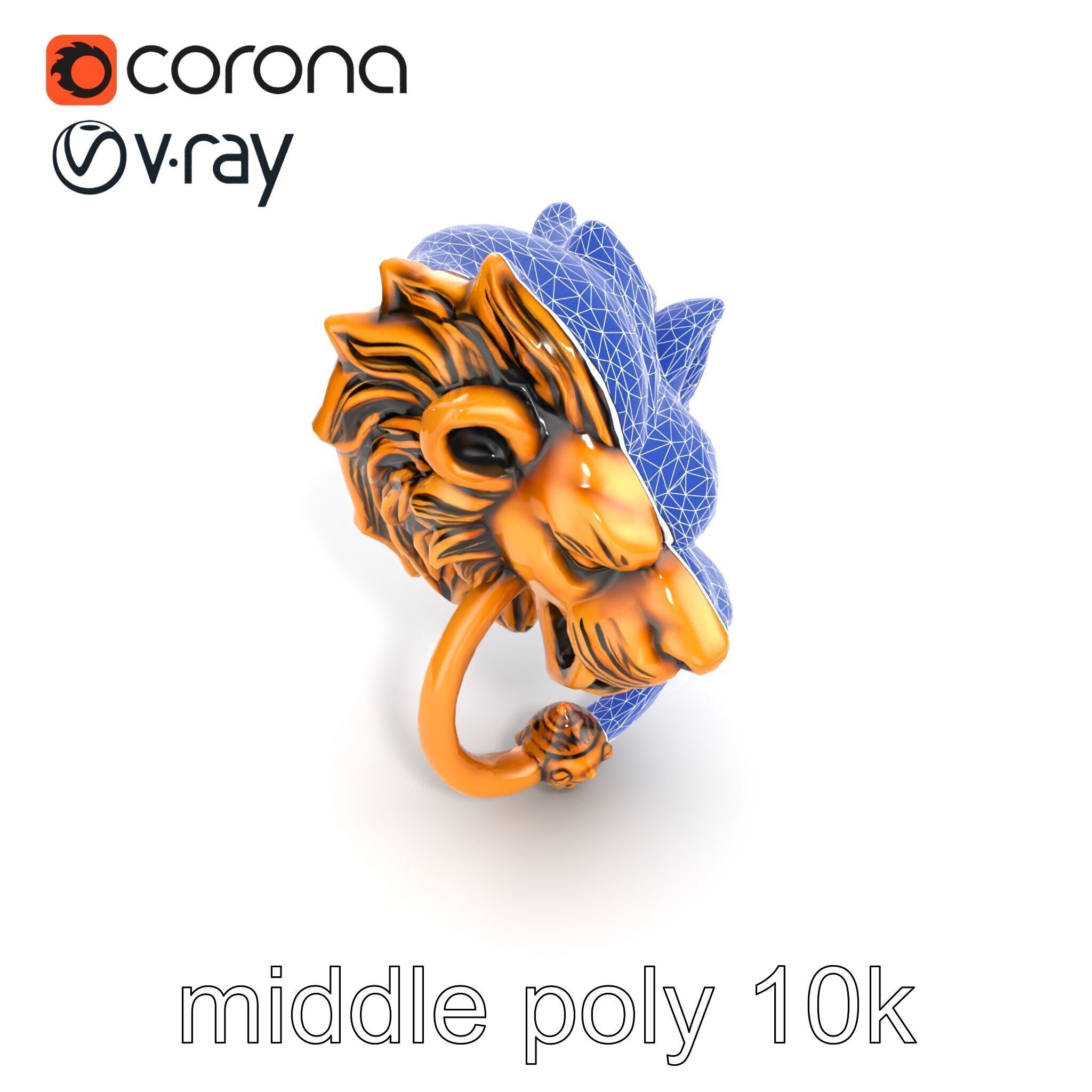 Malevolent Lion Head Door Knocker Bronze model pack Low-poly 3D model_18