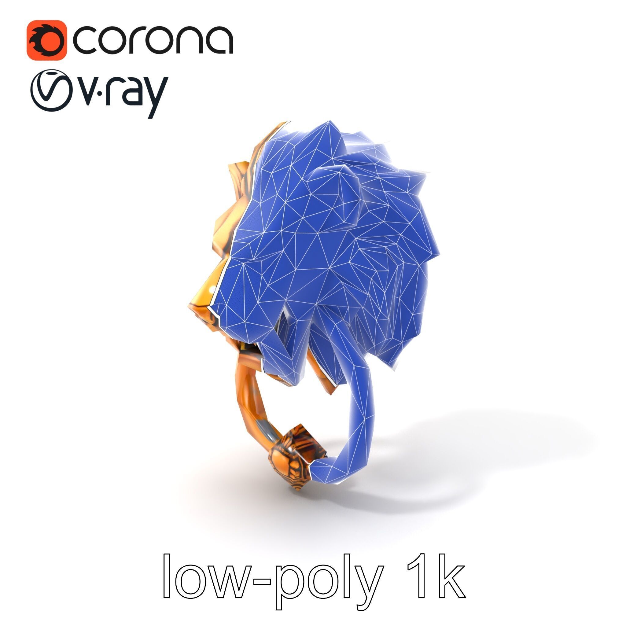Malevolent Lion Head Door Knocker Bronze model pack Low-poly 3D model_7