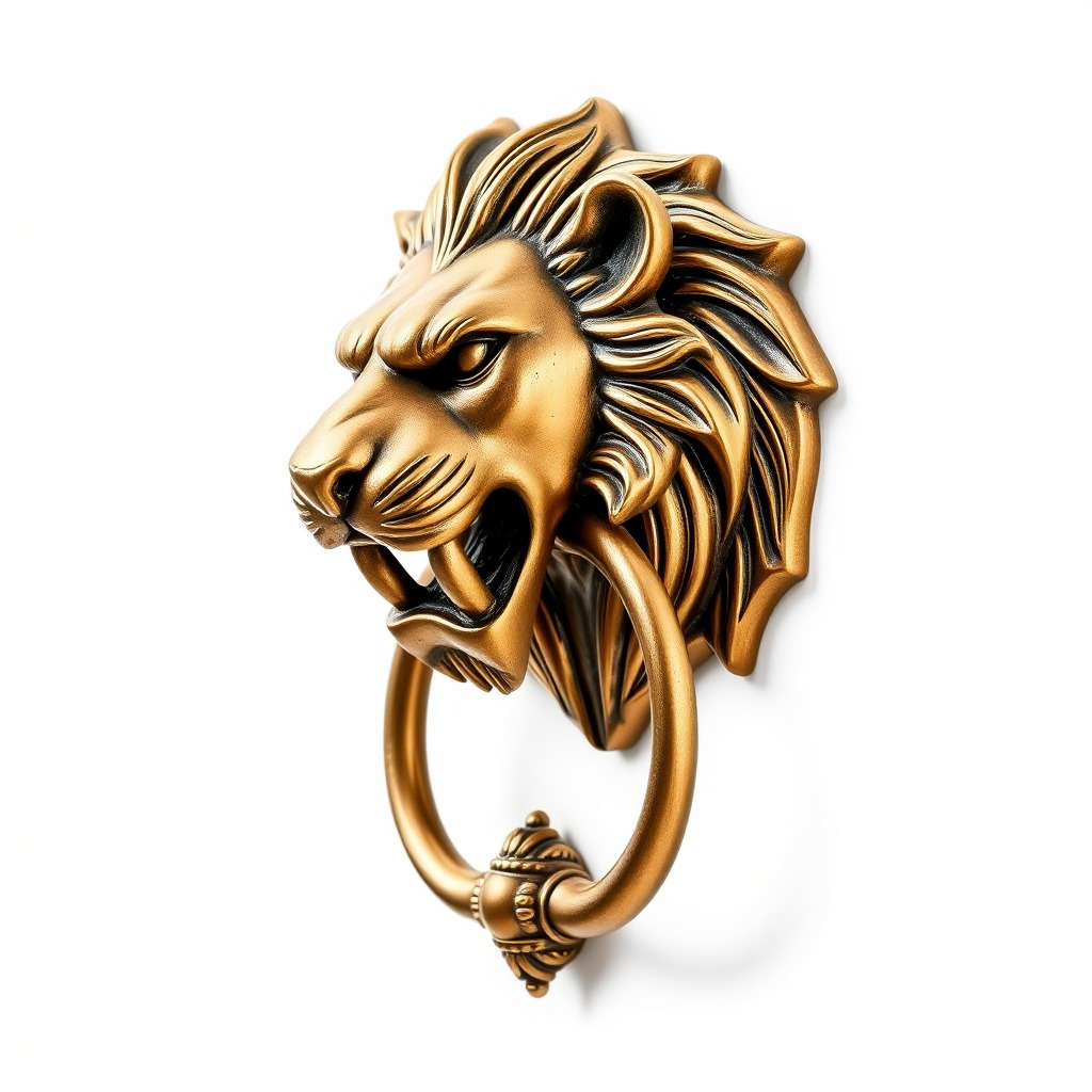 Malevolent Lion Head Door Knocker Bronze model pack Low-poly 3D model_4