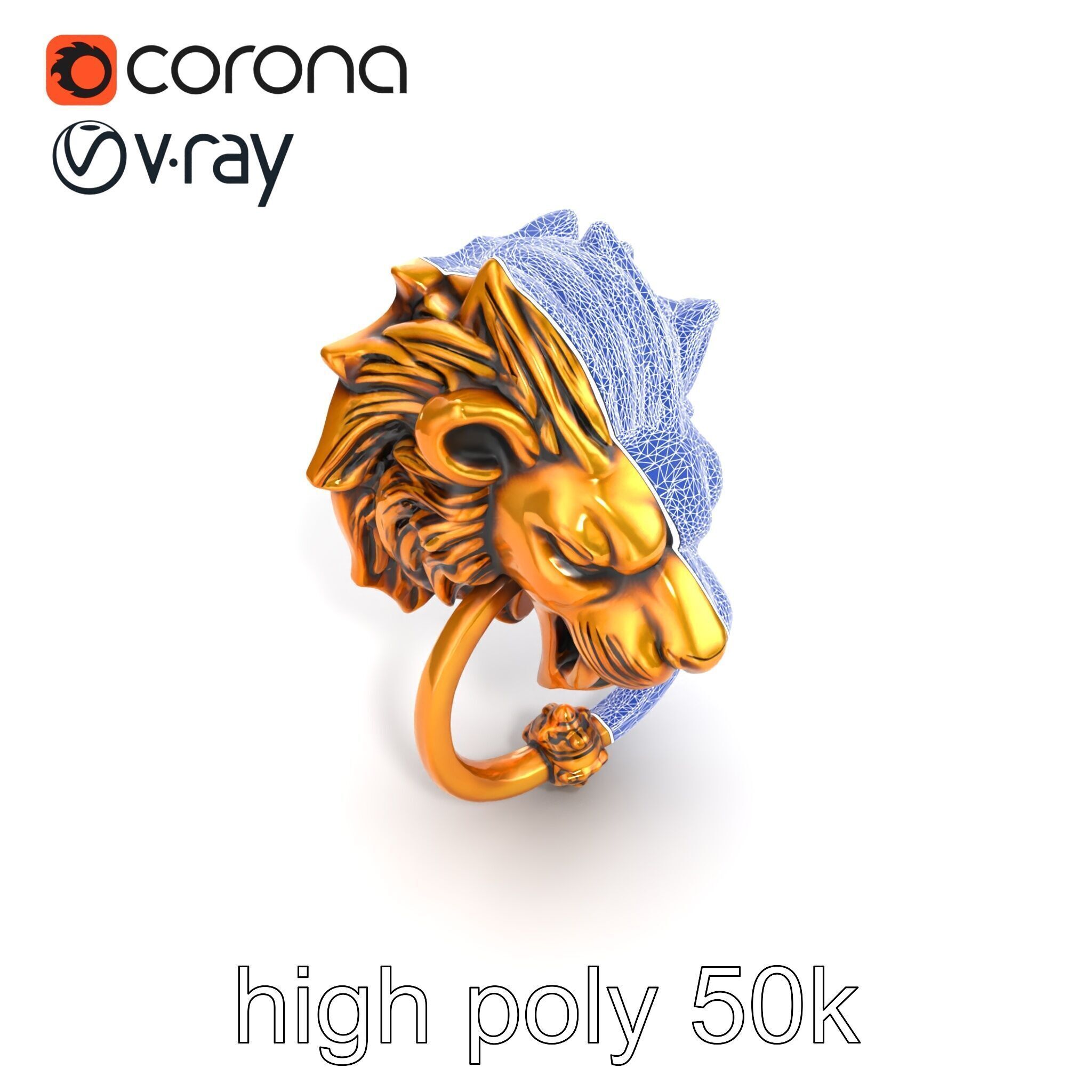 Malevolent Lion Head Door Knocker Bronze model pack Low-poly 3D model_28