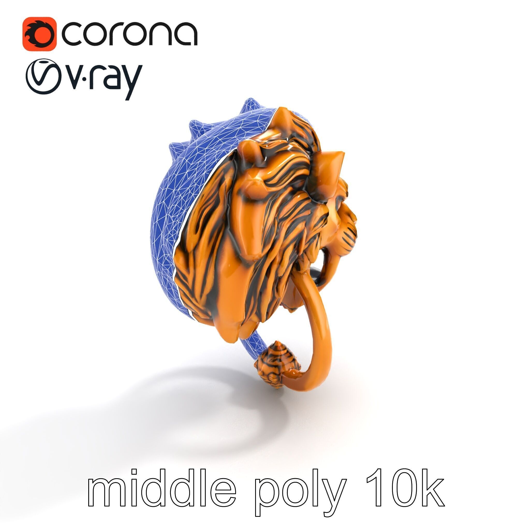 Malevolent Lion Head Door Knocker Bronze model pack Low-poly 3D model_11