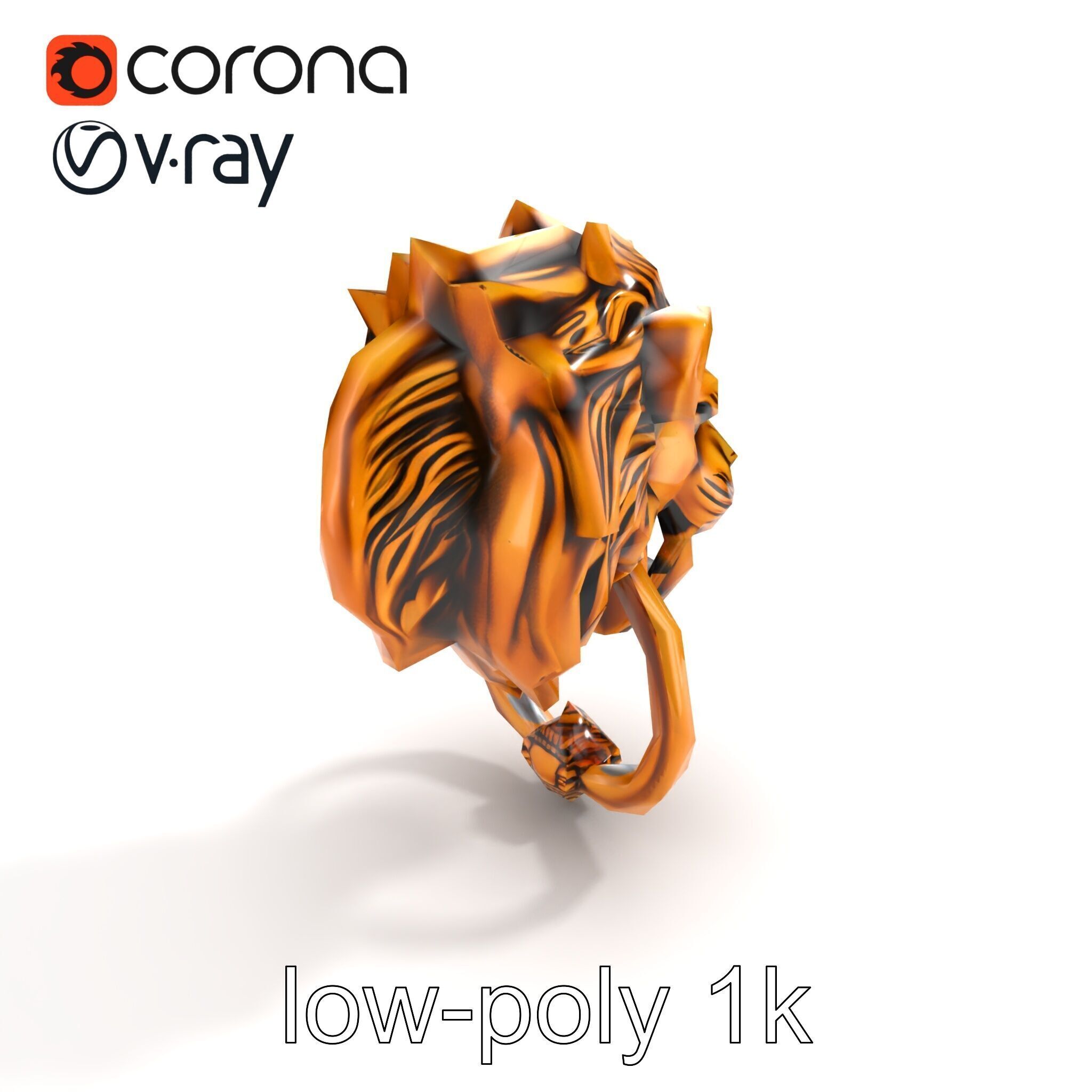 Malevolent Lion Head Door Knocker Bronze model pack Low-poly 3D model_9