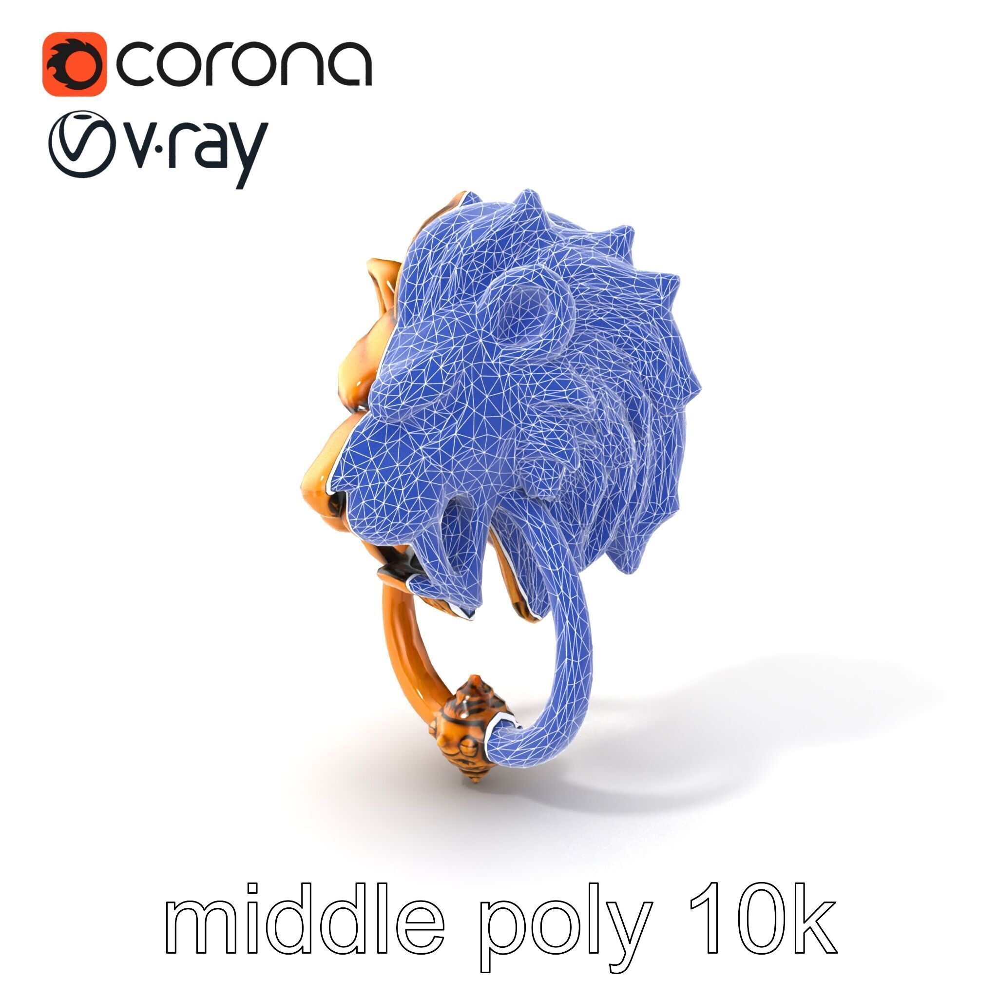 Malevolent Lion Head Door Knocker Bronze model pack Low-poly 3D model_6