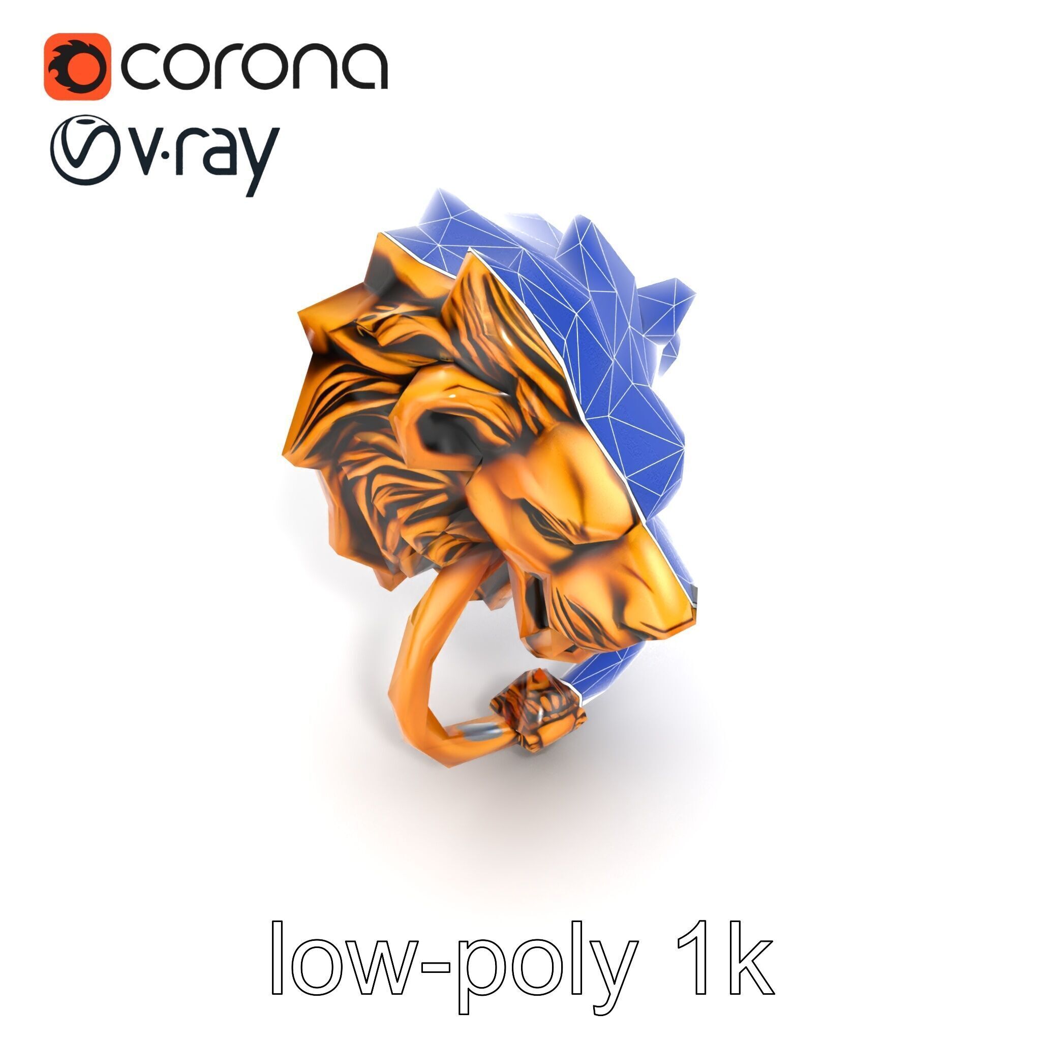Malevolent Lion Head Door Knocker Bronze model pack Low-poly 3D model_29