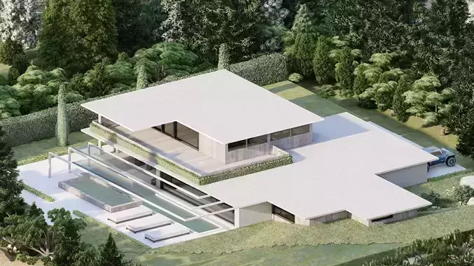 Forest villa-Casa Scene-Modern Villa 3D model
