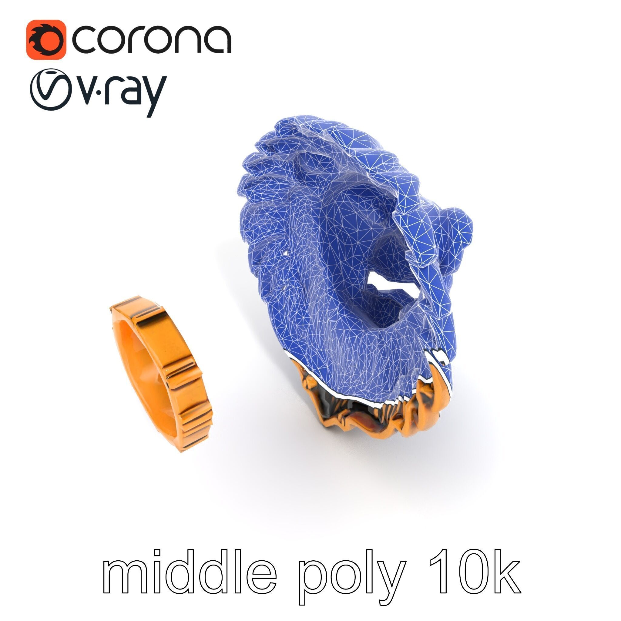 Lion Head Door Handle Sculpture model pack Low-poly 3D model_38