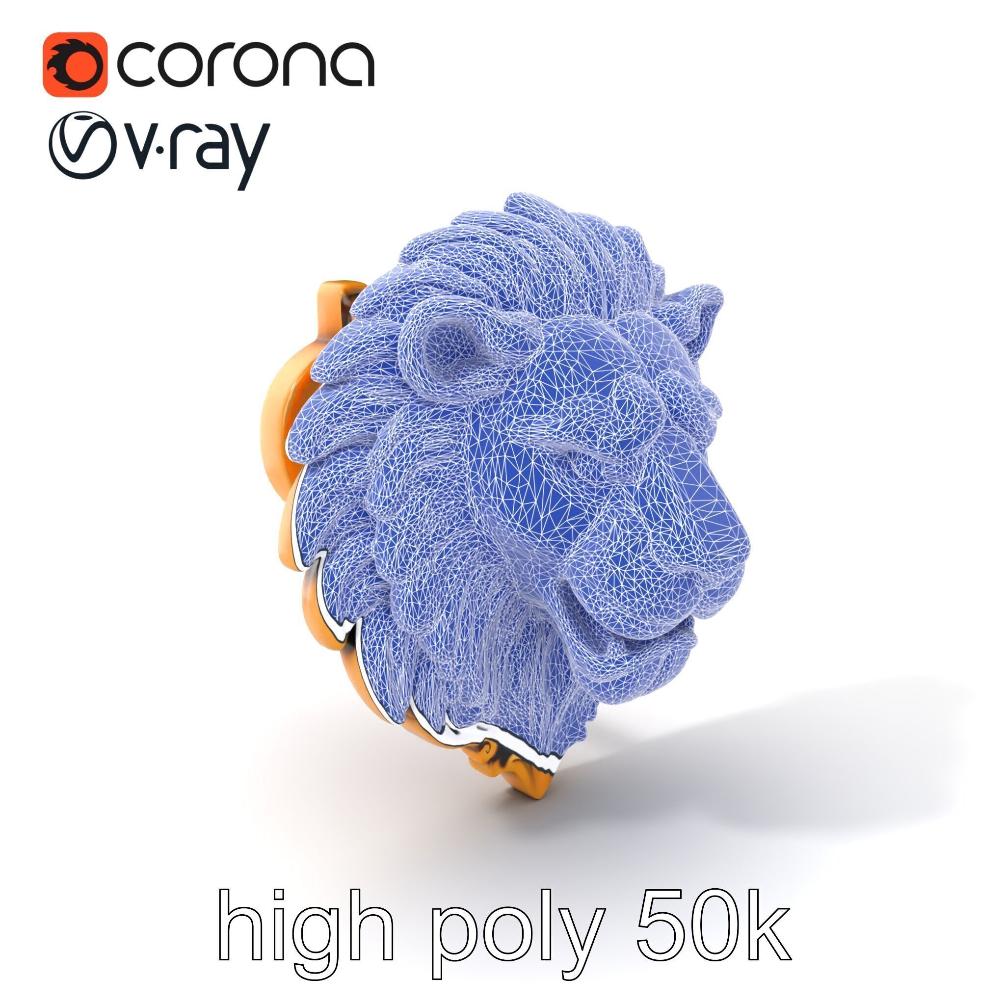 Lion Head Door Handle Sculpture model pack Low-poly 3D model_21