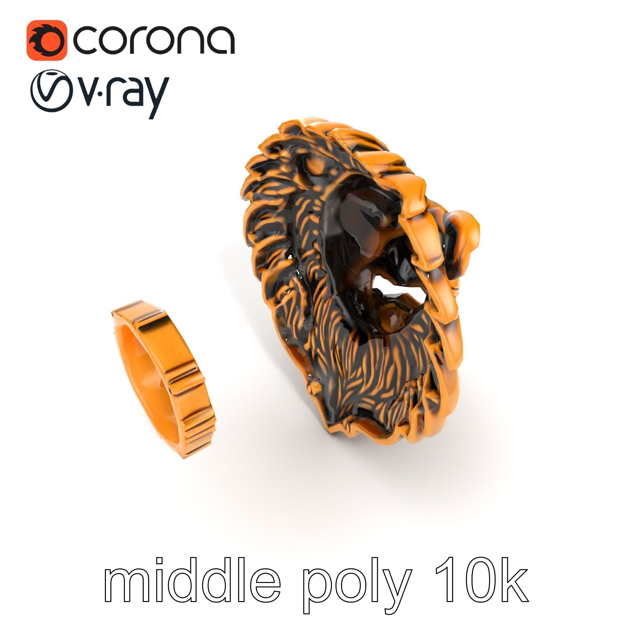 Lion Head Door Handle Sculpture model pack Low-poly 3D model_52