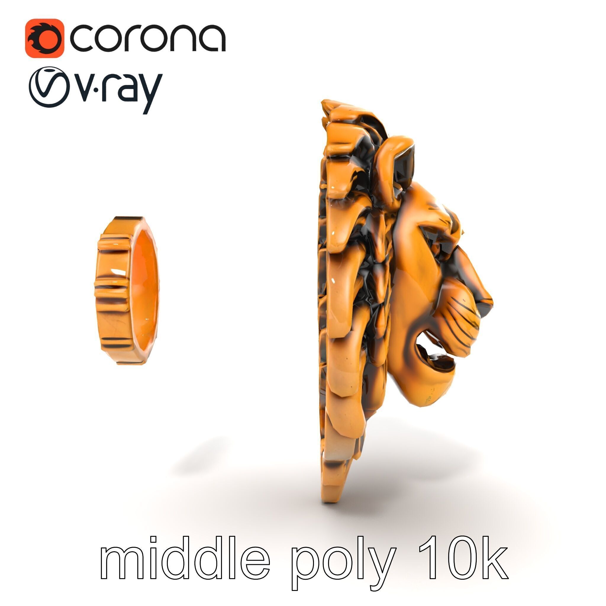 Lion Head Door Handle Sculpture model pack Low-poly 3D model_57