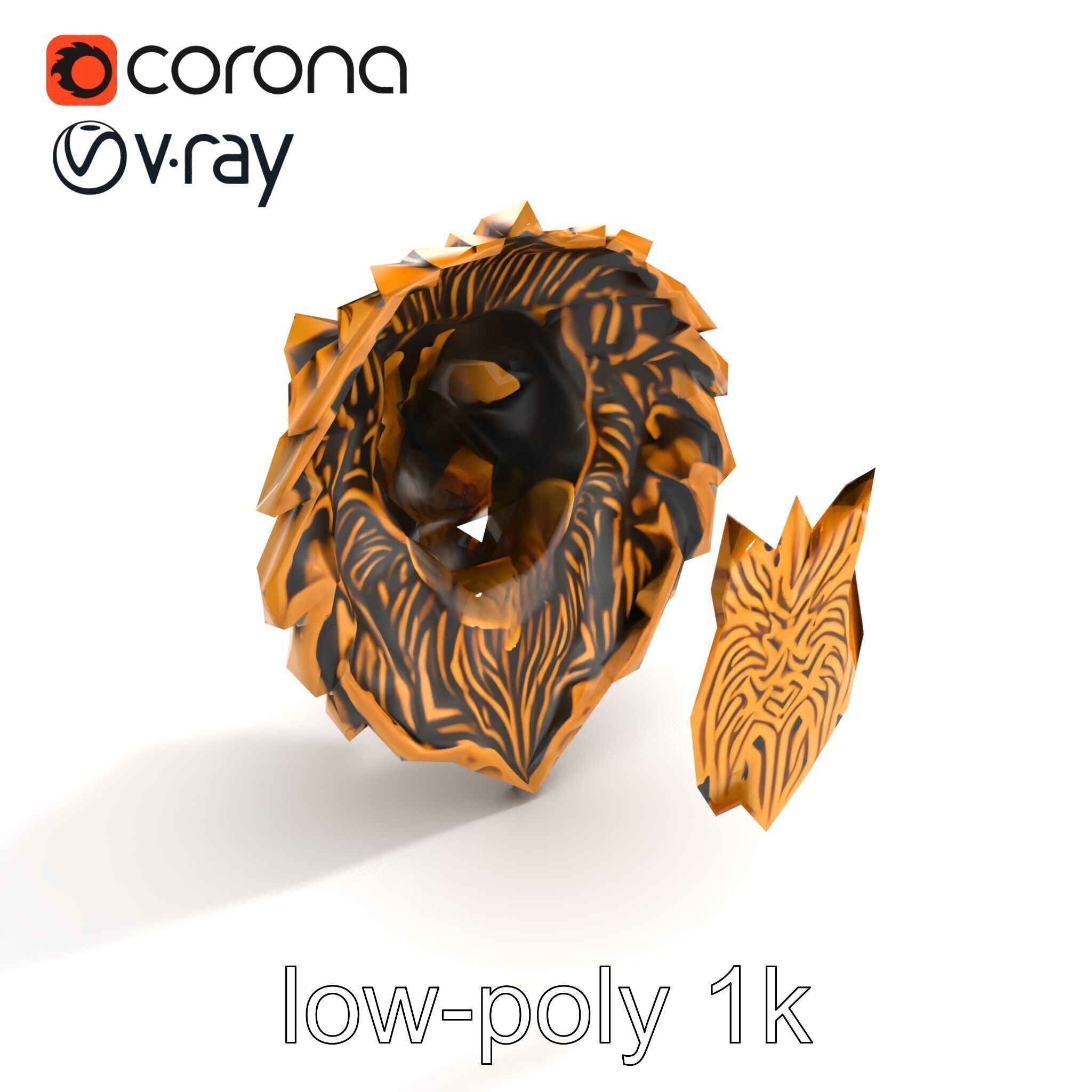 Lion Head Door Handle Sculpture model pack Low-poly 3D model_19