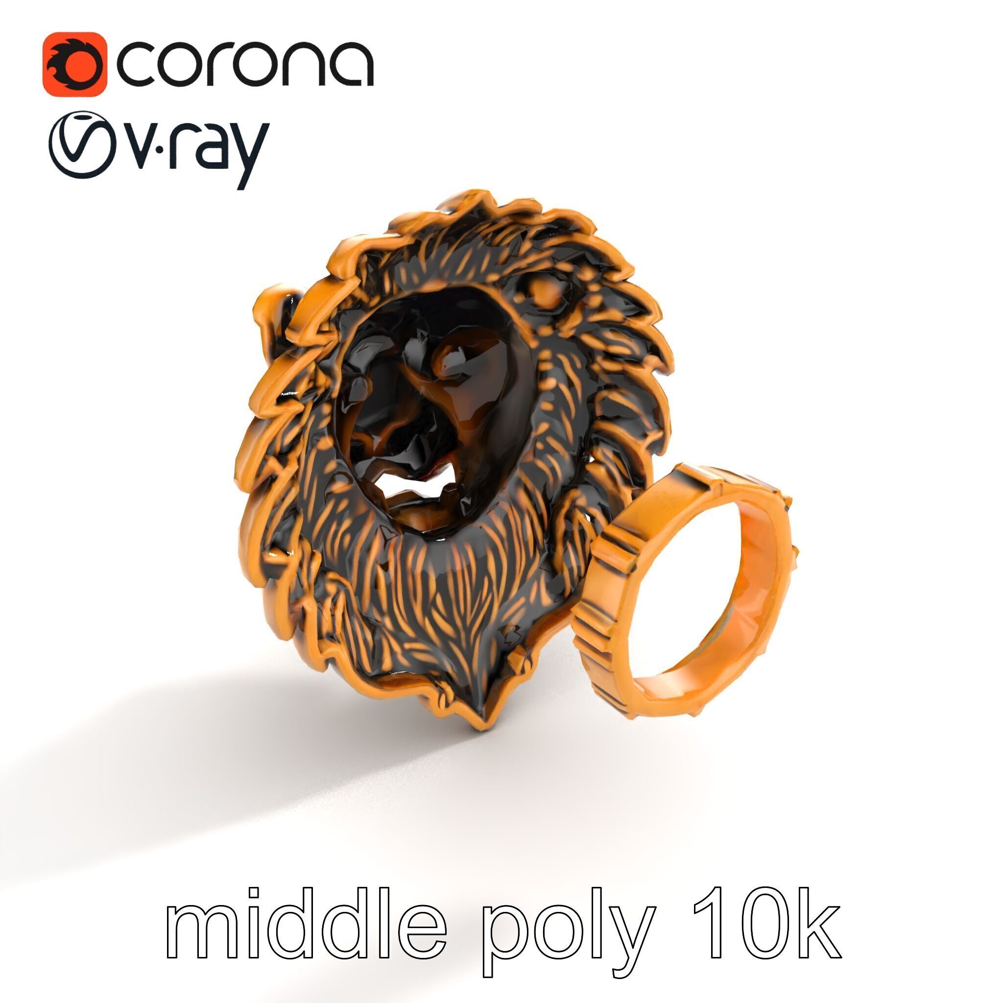 Lion Head Door Handle Sculpture model pack Low-poly 3D model_17