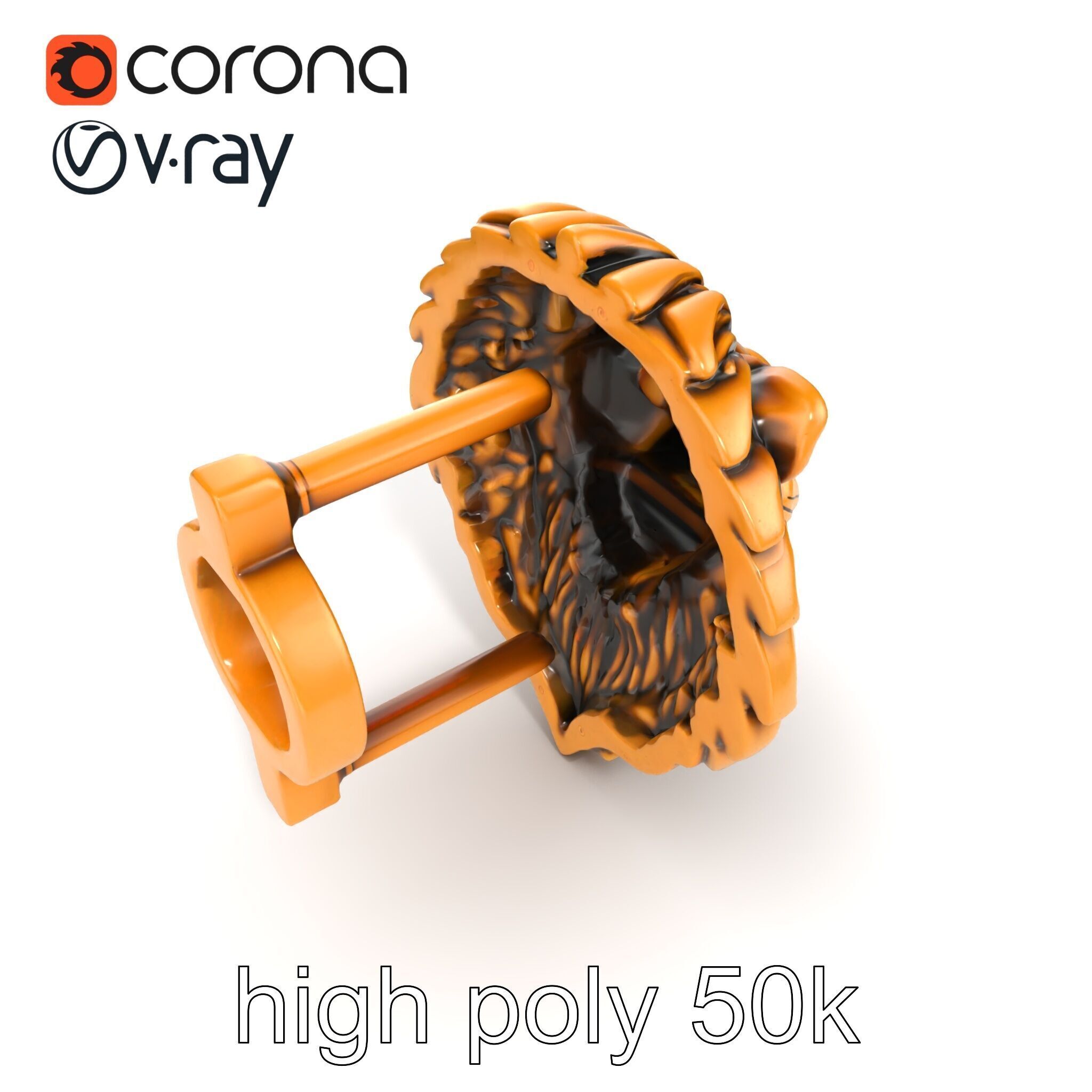 Lion Head Door Handle Sculpture model pack Low-poly 3D model_49