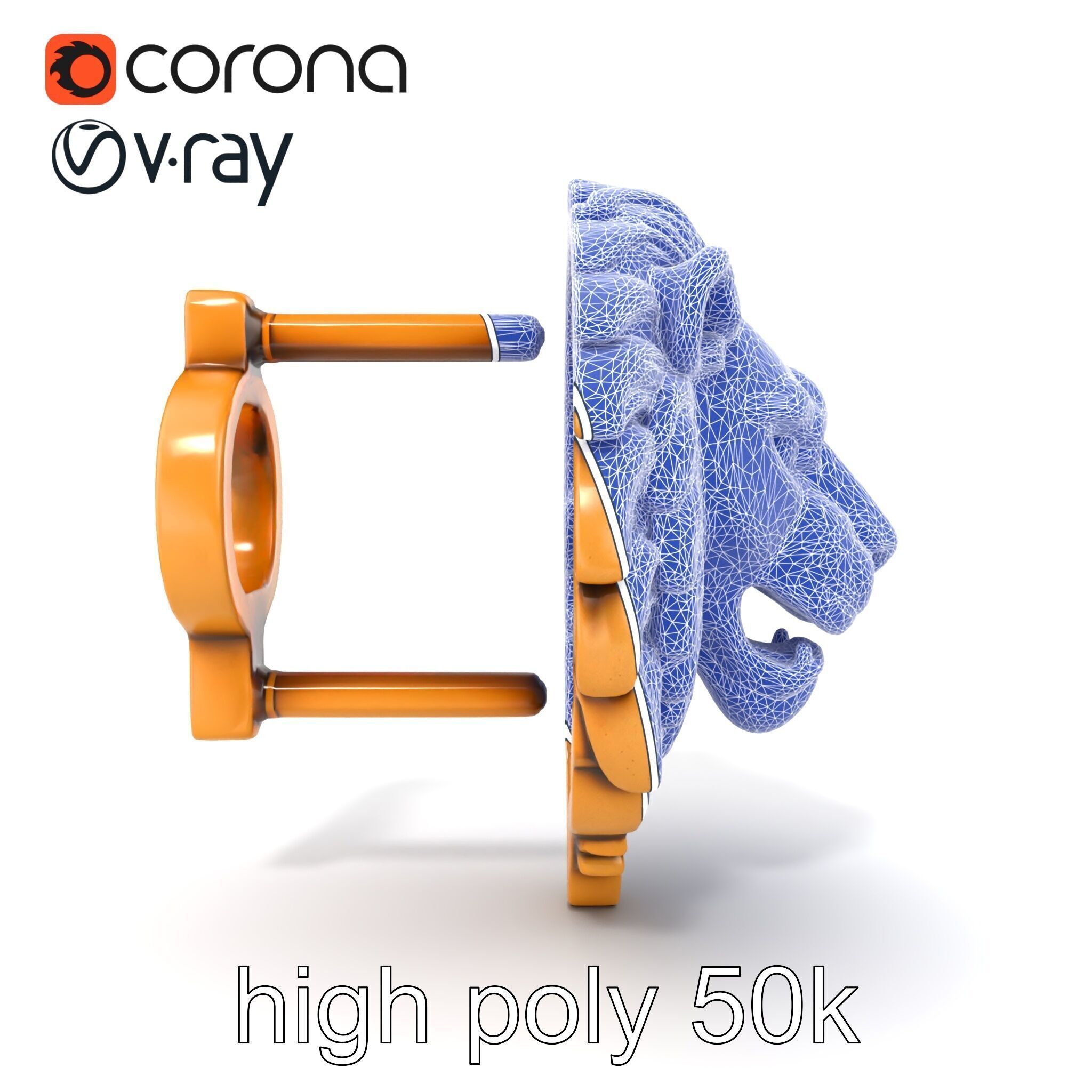 Lion Head Door Handle Sculpture model pack Low-poly 3D model_24